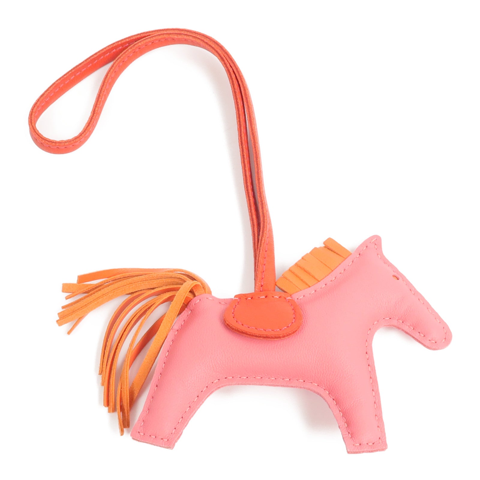 HERMES Milo羊皮皮革Rodeo PM掛飾Rouge Indien/Rose Azalee/Orange Poppy