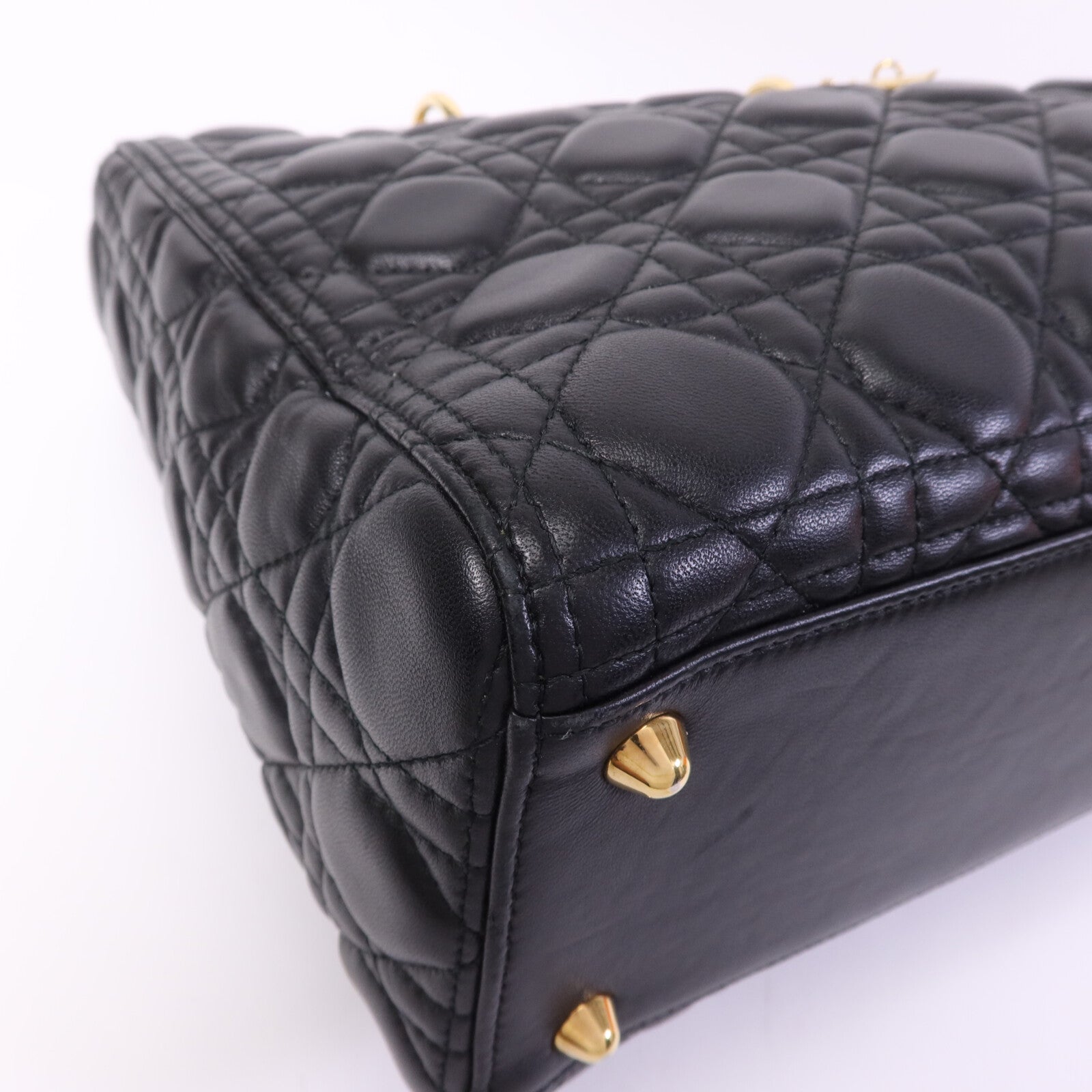 Dior 羊皮皮革Lady Dior GM金扣手挽肩背兩用袋