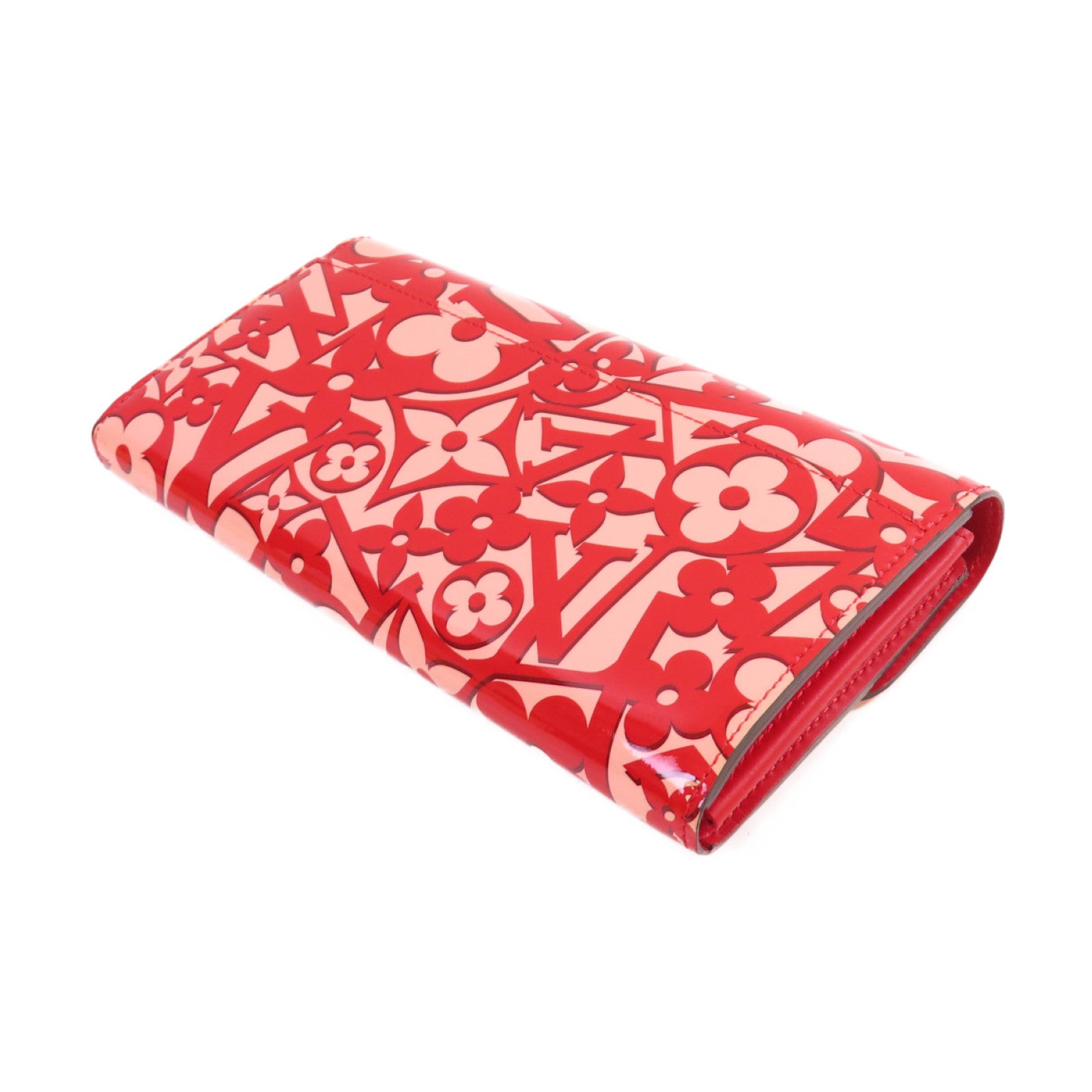 LOUIS VUITTON Vernis Sweet Monogram Portefeuille Sarah金扣長錢包紅色/粉紅色