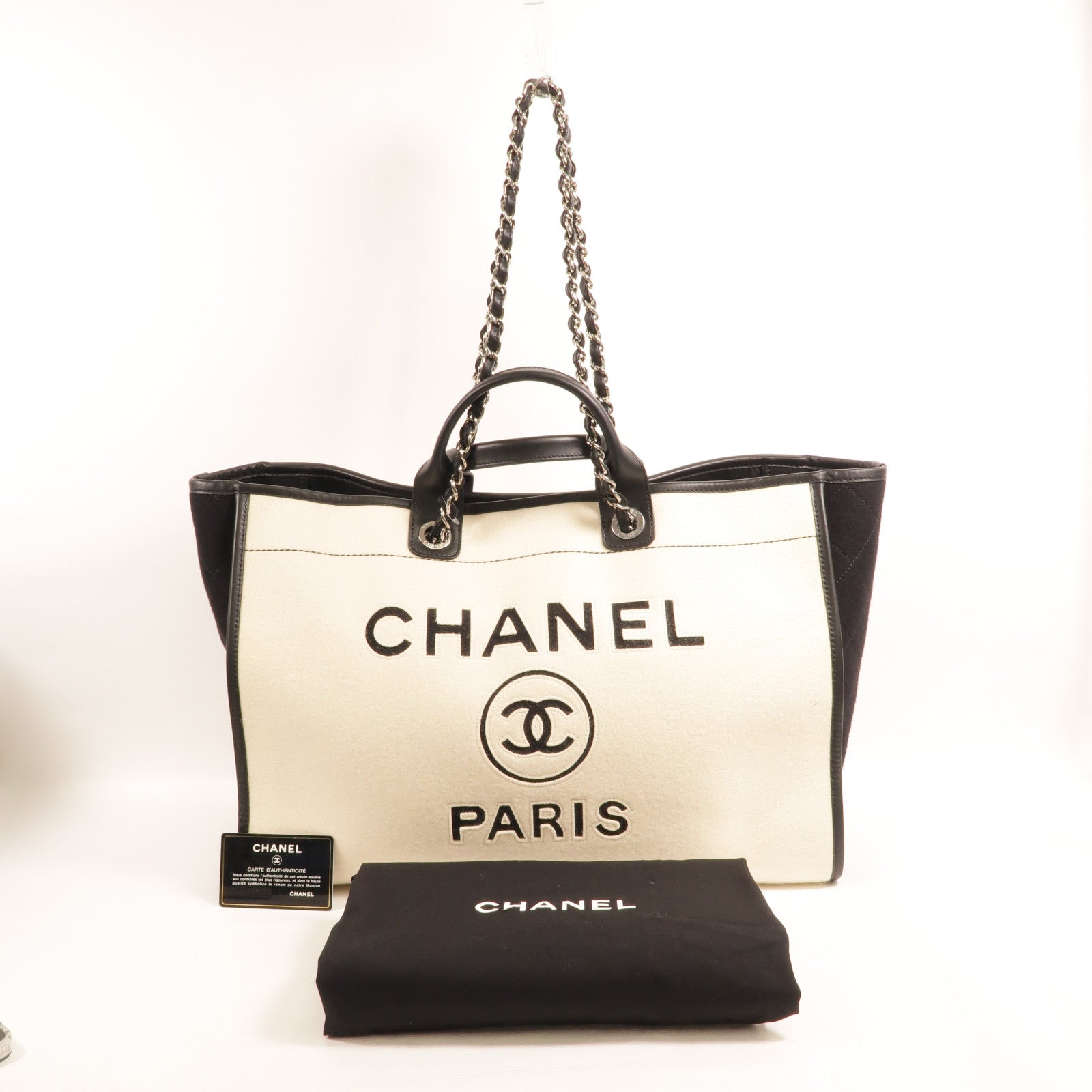 CHANEL Wool Deauville GM手挽肩背兩用袋