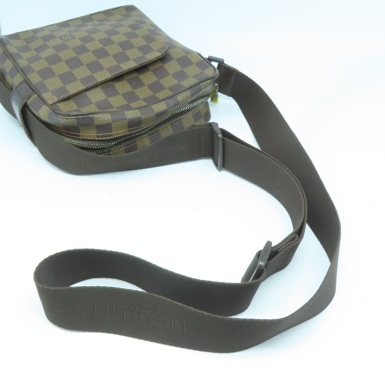 LOUIS VUITTON 【激減優惠】Damier Ebene Olav PM金扣肩背袋啡色