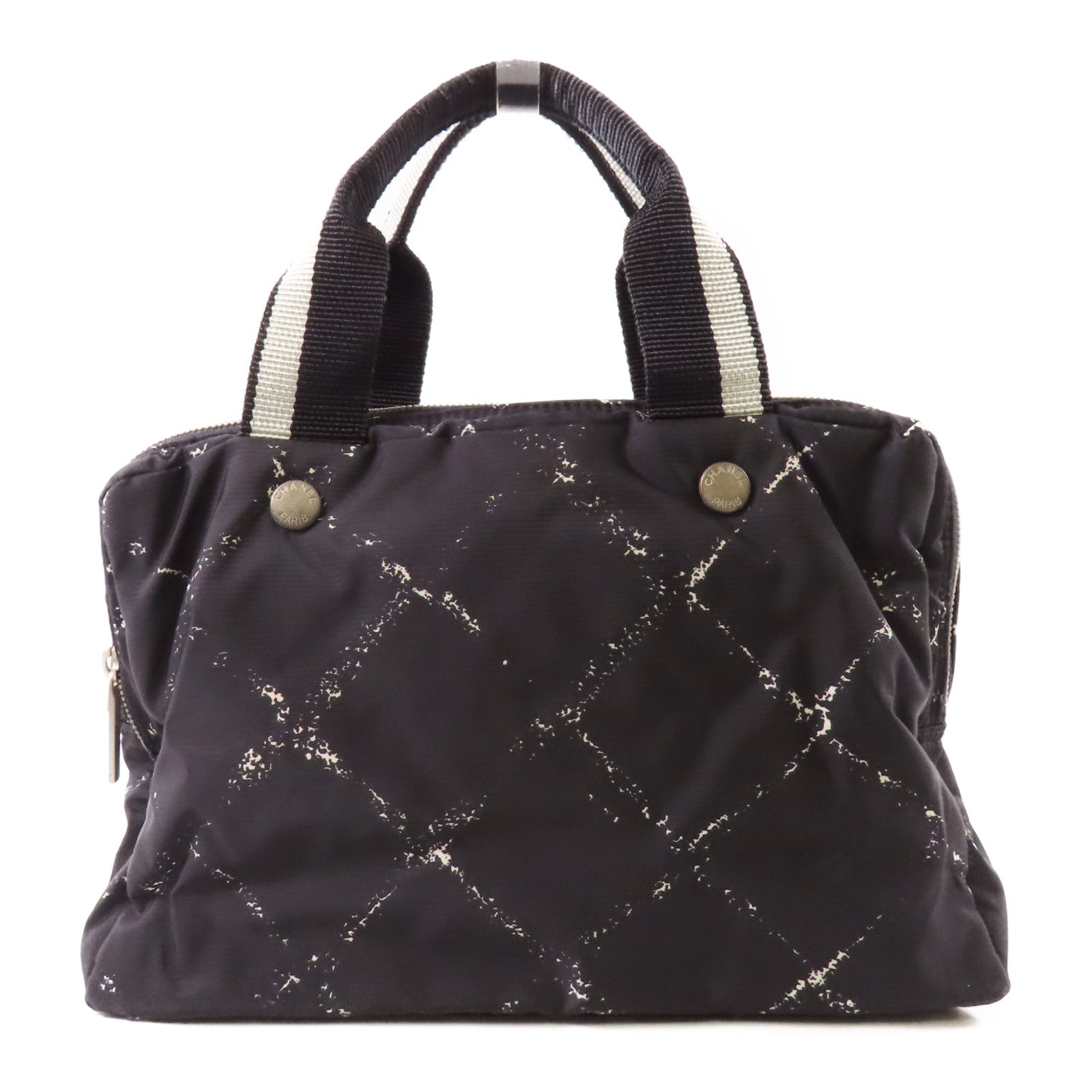 CHANEL 尼龍Travel Line銀扣手挽袋