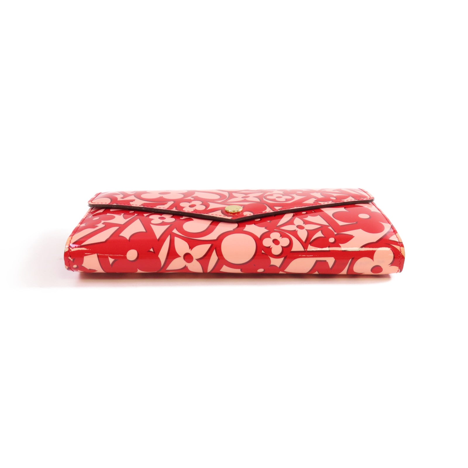 LOUIS VUITTON Vernis Sweet Monogram Portefeuille Sarah金扣長錢包紅色/粉紅色