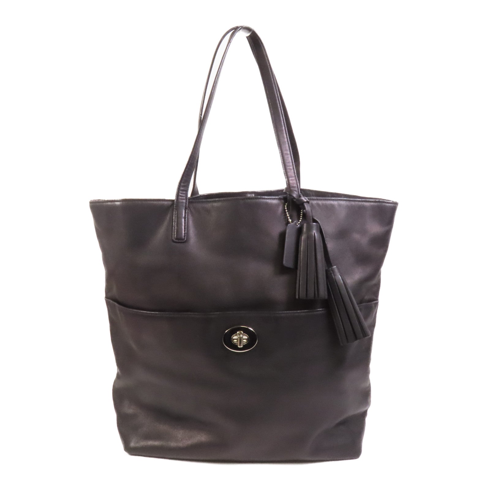 COACH 牛皮皮革Shoulder Bag銀扣肩背袋