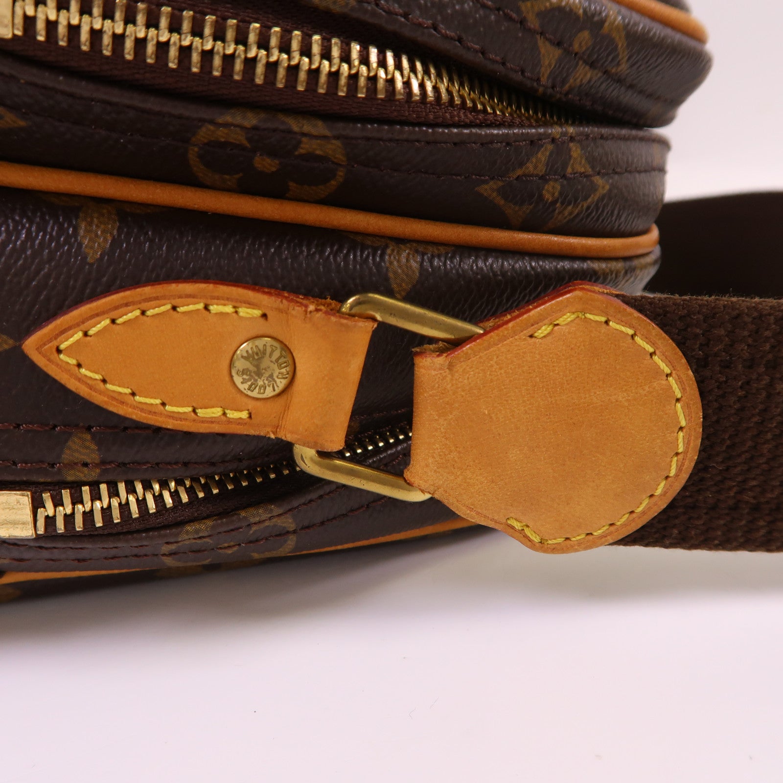 LOUIS VUITTON Monogram Reporter PM金扣肩背袋棕色