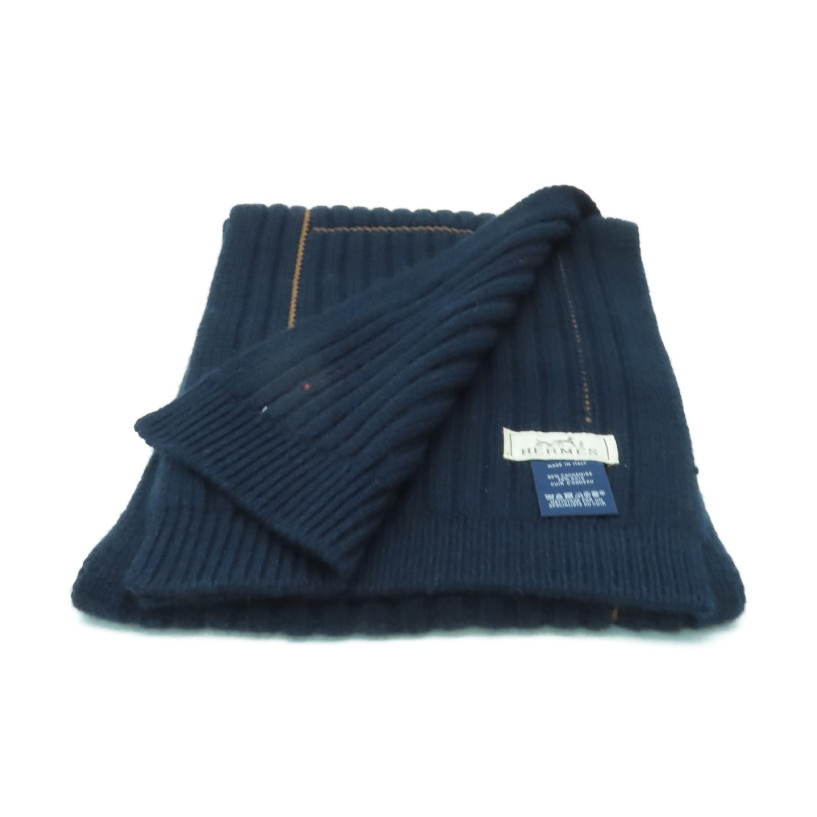 HERMES 【激減優惠】羊絨/絲質Scarf圍巾深藍色