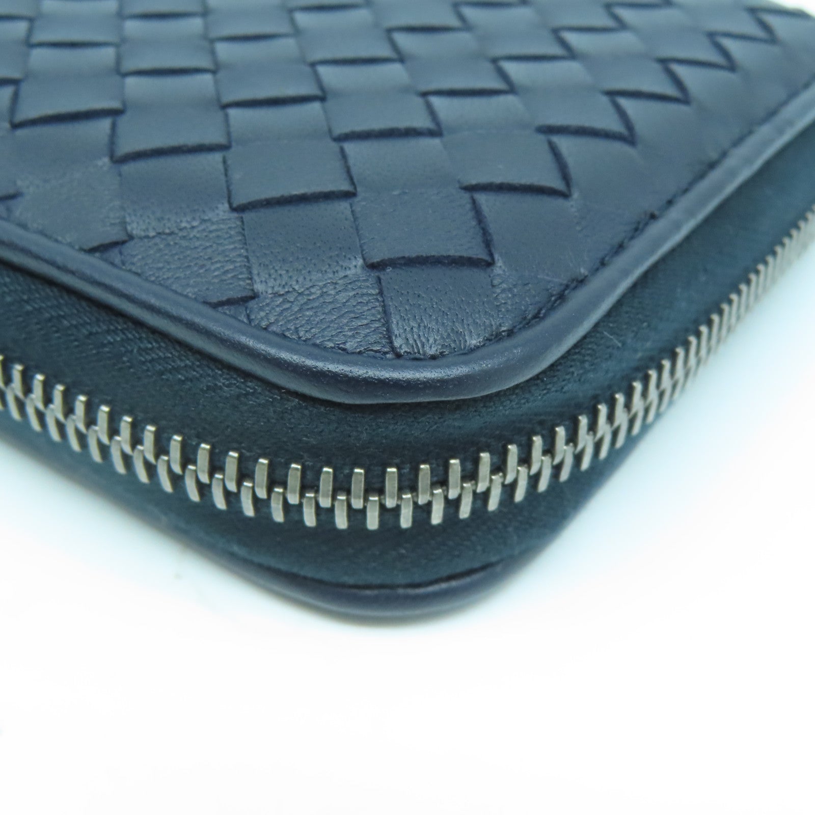 BOTTEGA VENETA 【清倉大減價】羊皮皮革Long wallet黑扣長錢包深藍色