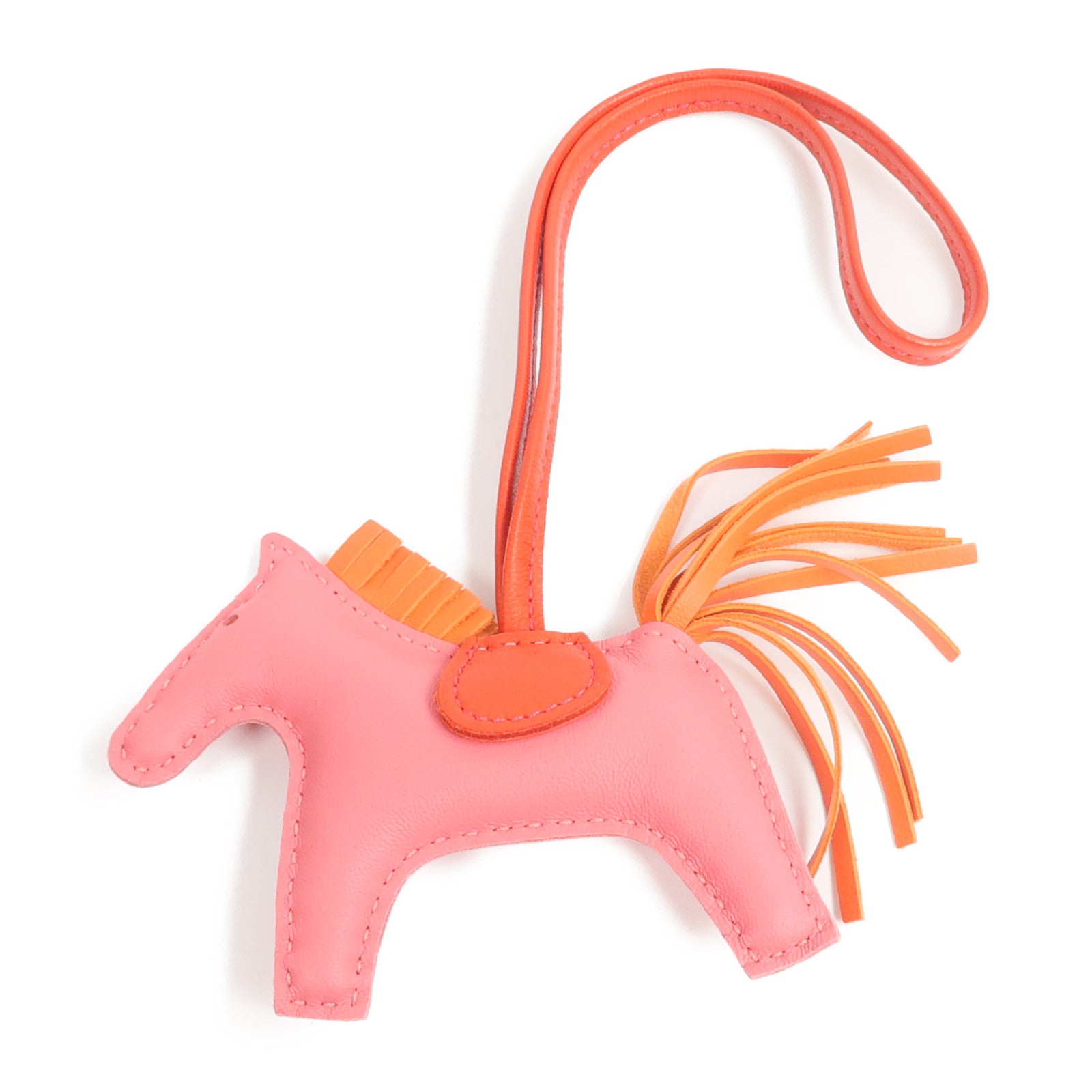 HERMES Milo羊皮皮革Rodeo PM掛飾Rouge Indien/Rose Azalee/Orange Poppy