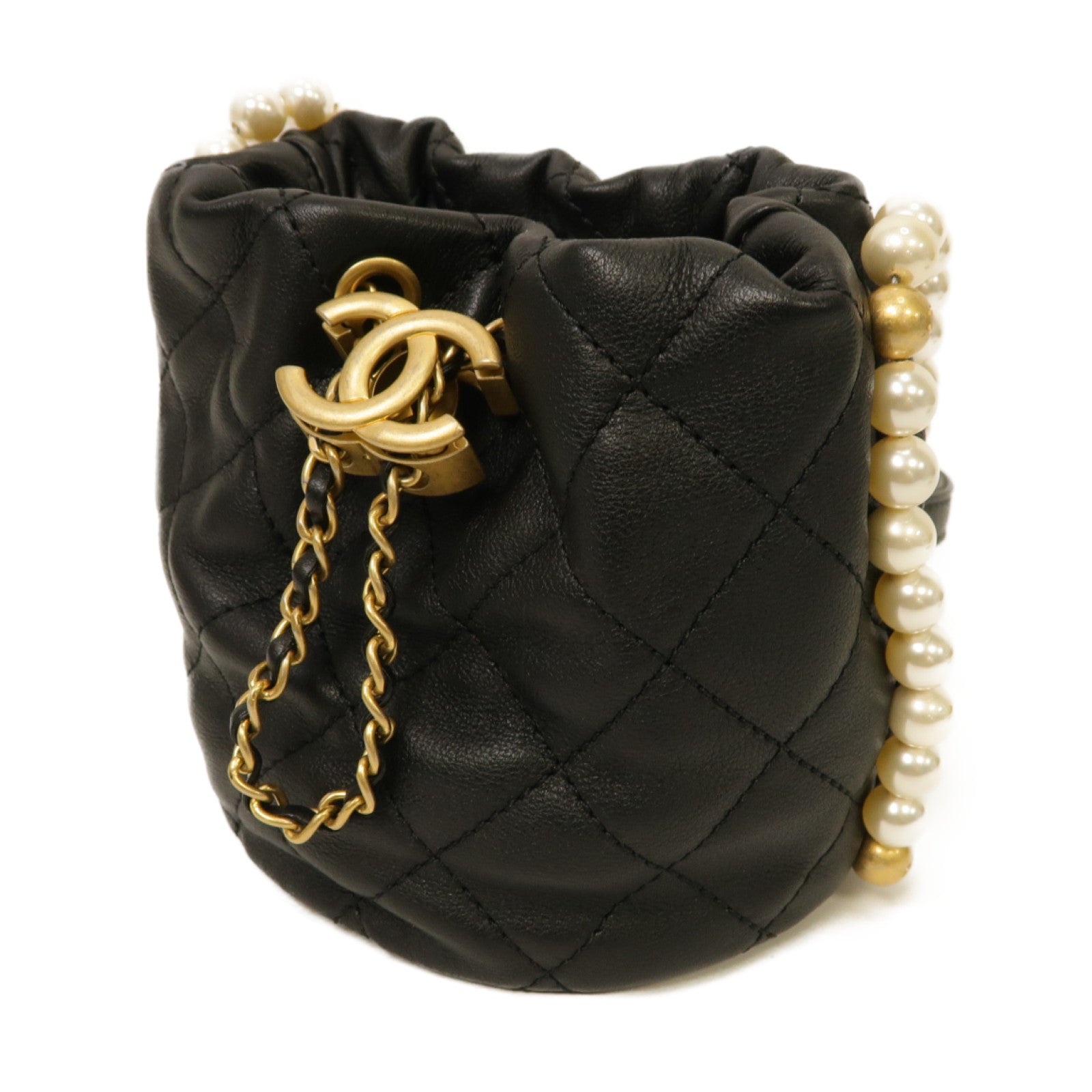 CHANEL 菱格羊皮皮革Shoulder Bag金扣肩背袋黒色