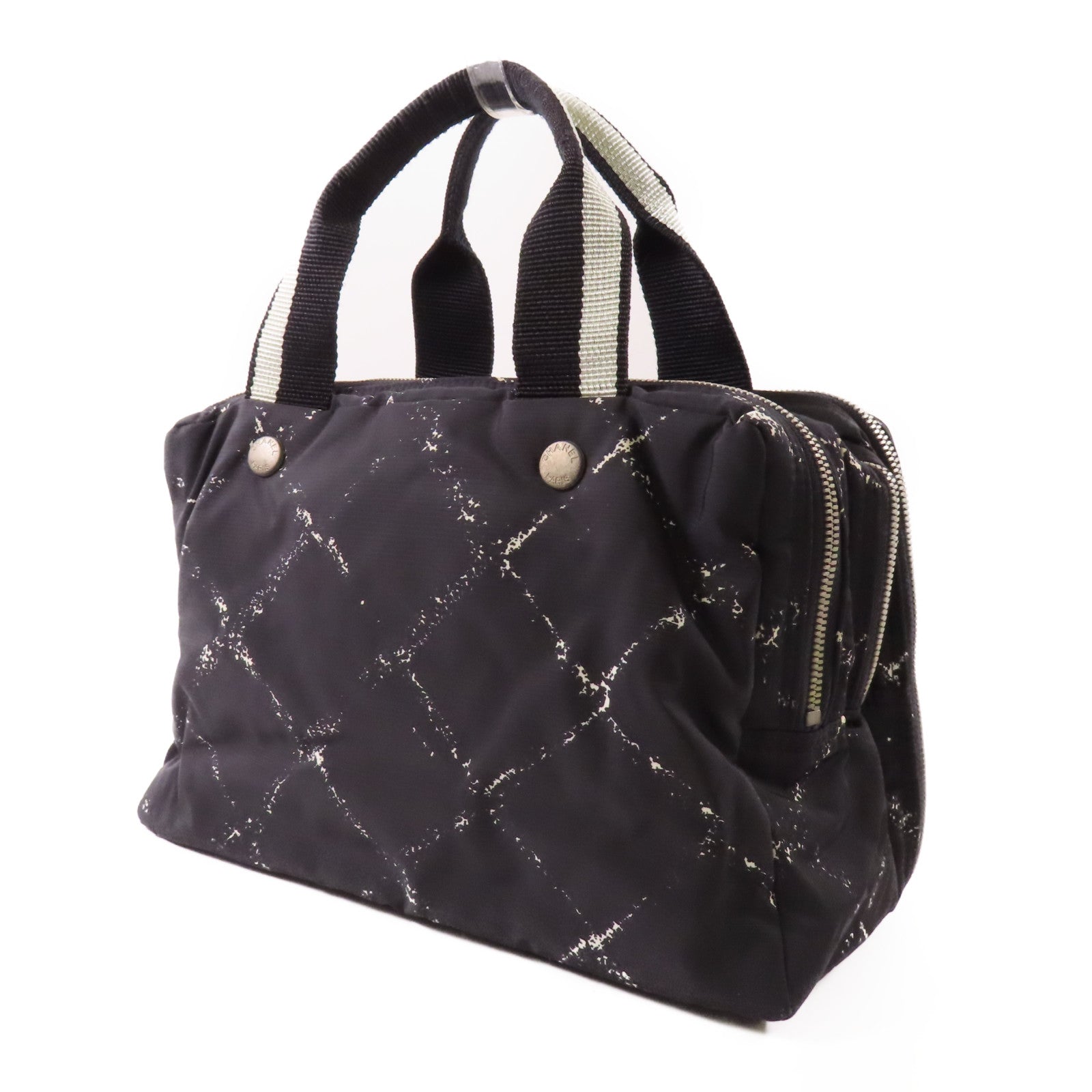 CHANEL 尼龍Travel Line銀扣手挽袋