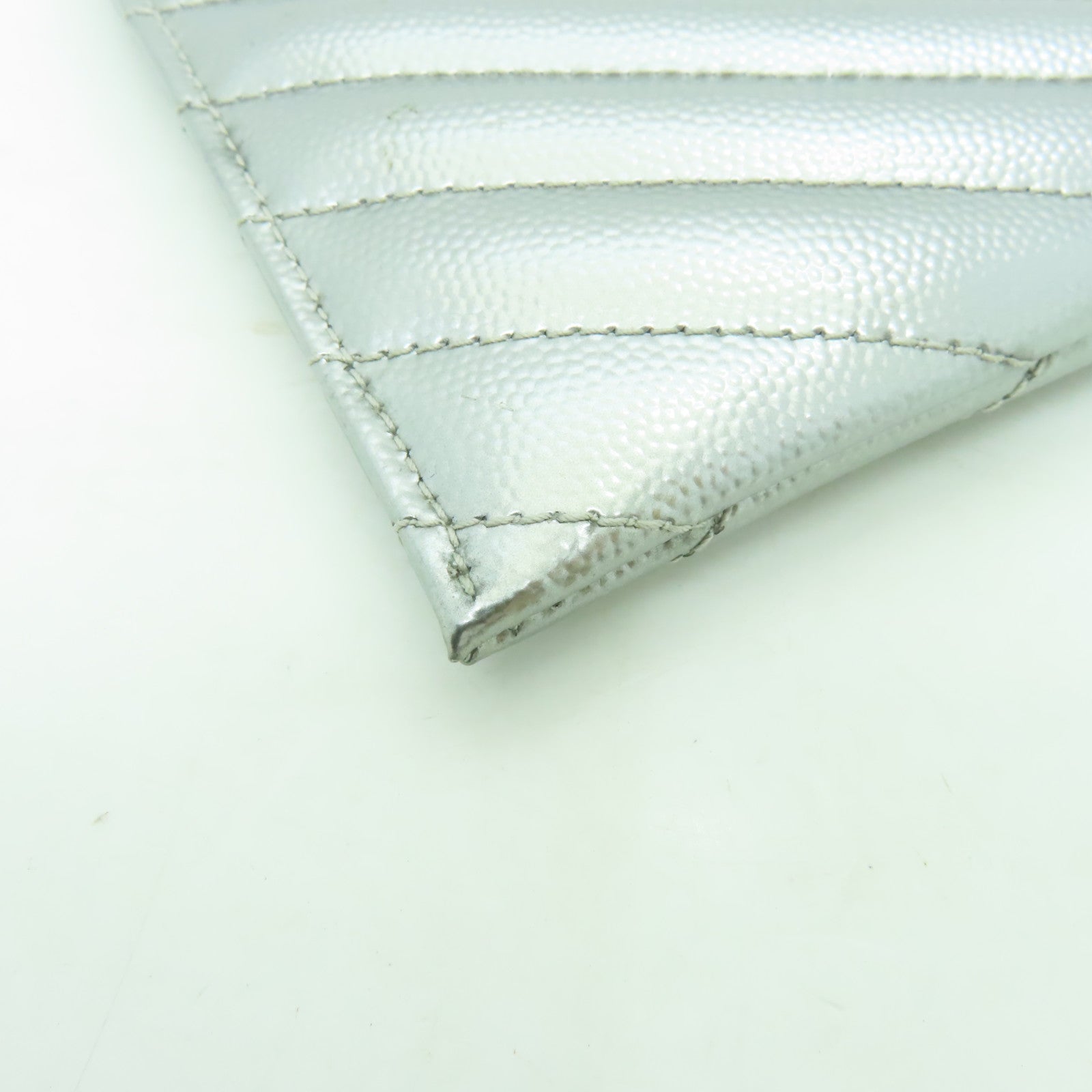 SAINT LAURENT 【激減優惠】牛皮皮革Clutch Bag銀扣錢包銀色