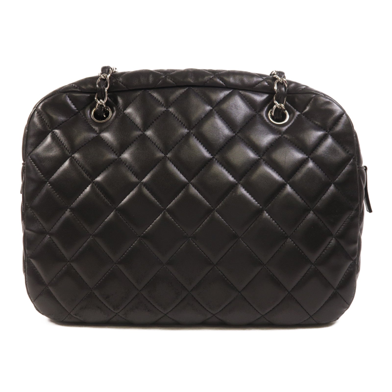 CHANEL 羊皮皮革Chain Shoulder銀扣鏈帶肩背袋