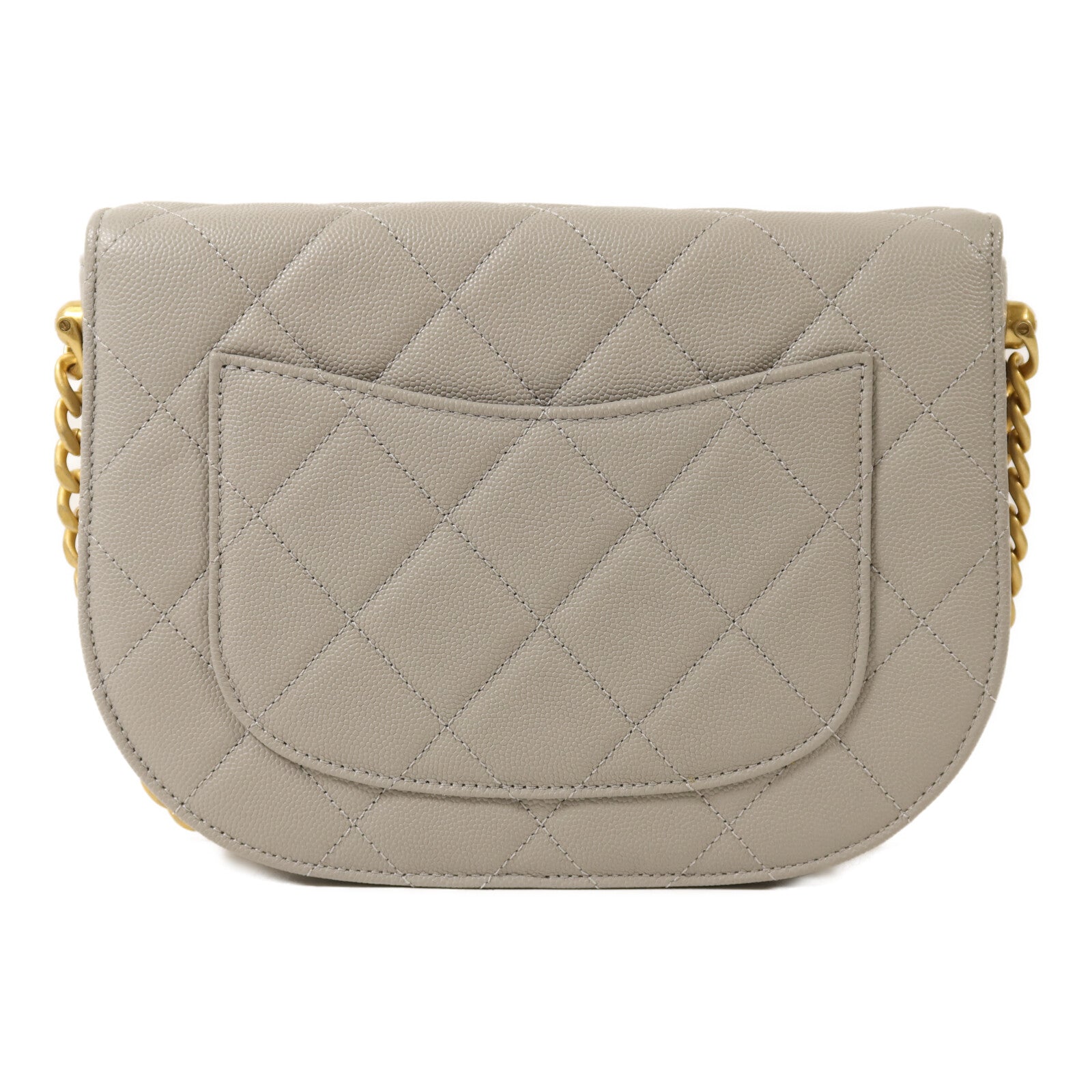 CHANEL 牛皮皮革Round Messenger Bag 21S金扣鏈帶肩背袋