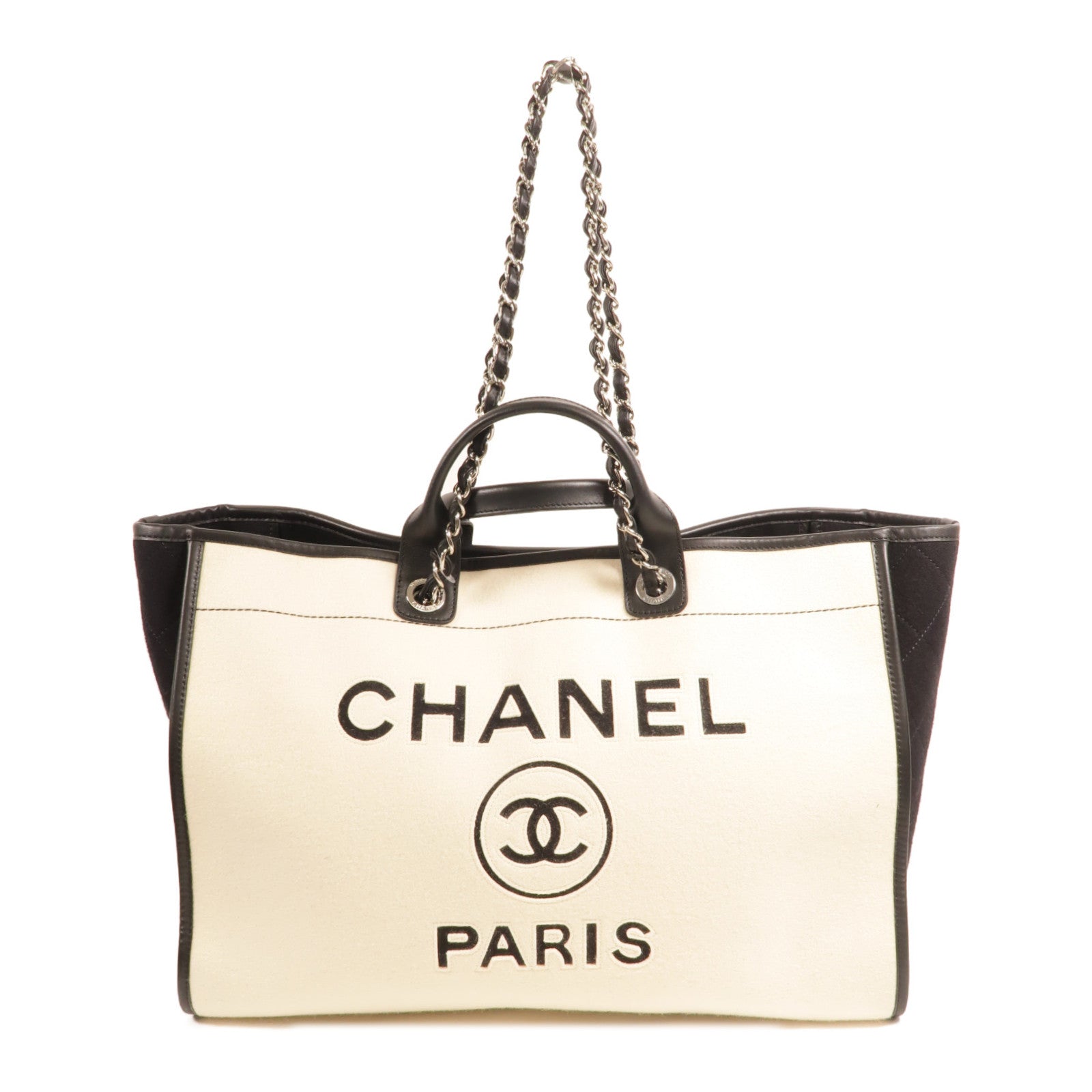CHANEL Wool Deauville GM手挽肩背兩用袋