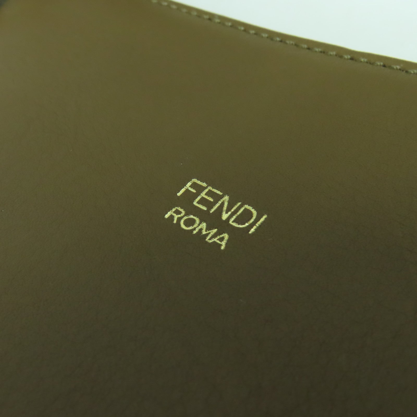 FENDI 【激減優惠】帆布/皮革Shoulder Bag金扣肩背袋啡色