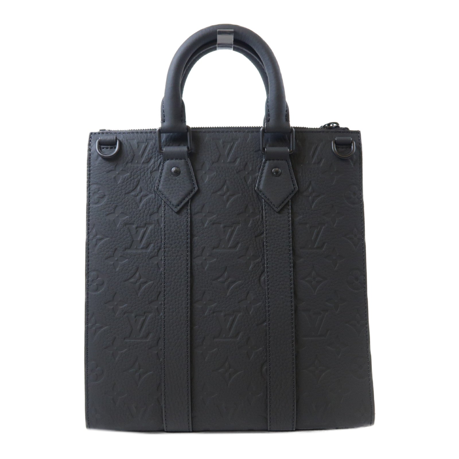 LOUIS VUITTON Taurillon Monogram Sac Plat手挽肩背兩用袋黑色