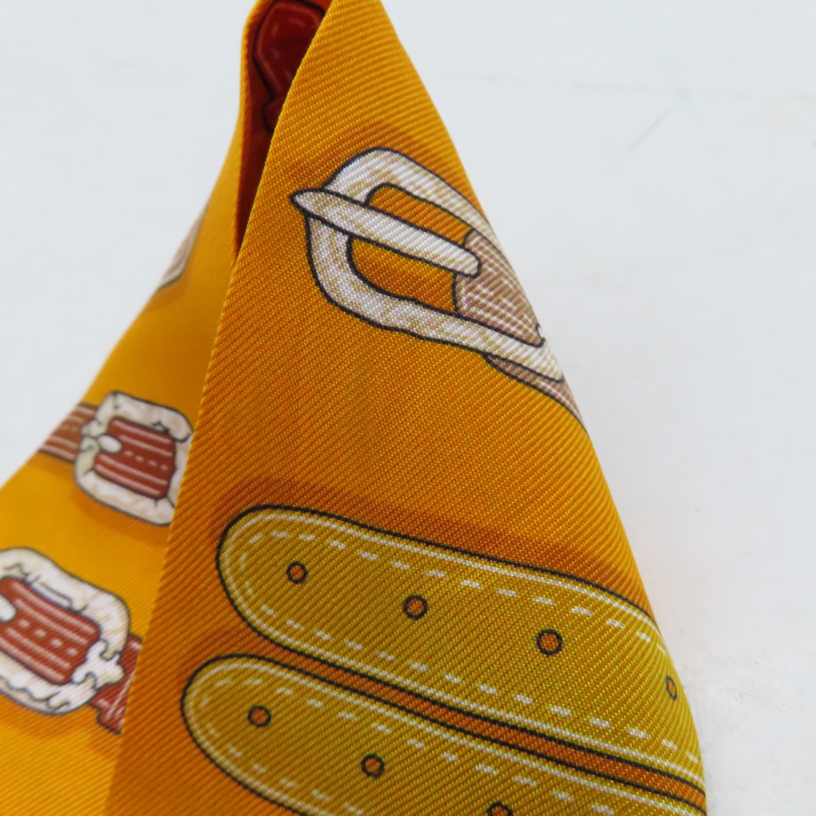 HERMES 絲質Twilly絲巾橙色