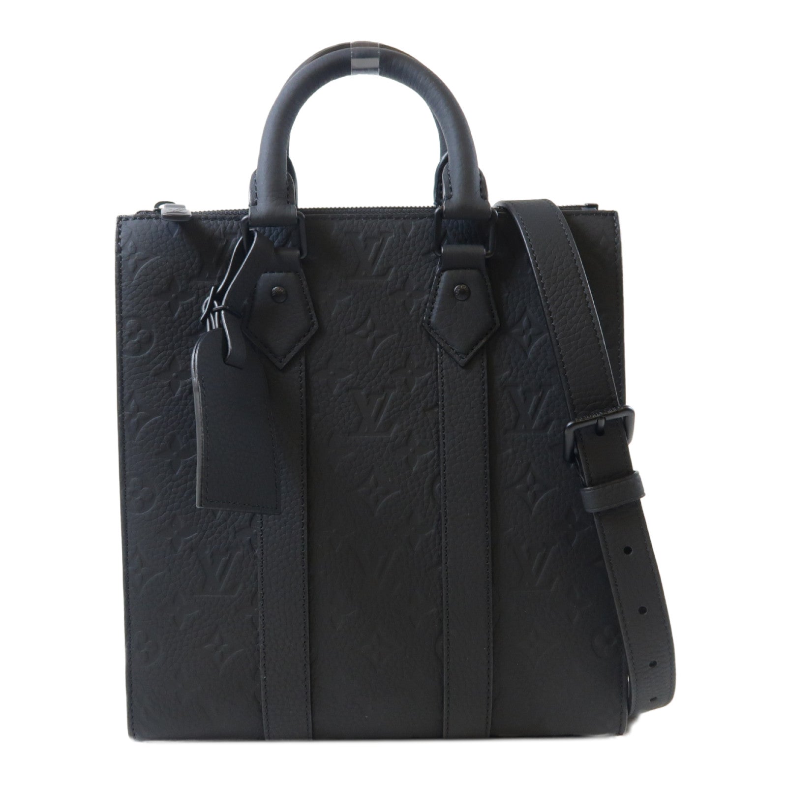 LOUIS VUITTON Taurillon Monogram Sac Plat手挽肩背兩用袋黑色