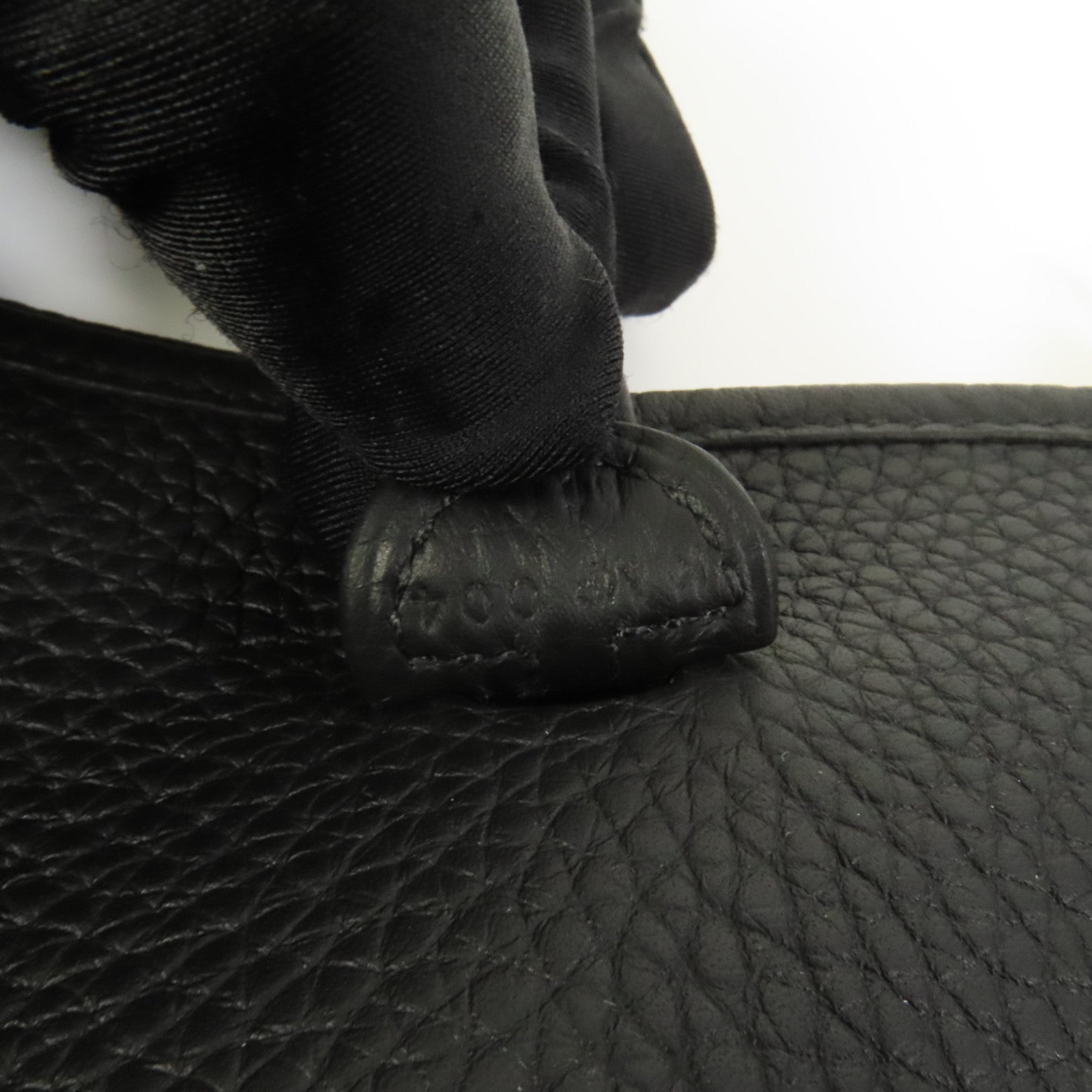 HERMES Clemence皮革Evelyne TPM銀扣肩背袋Noir