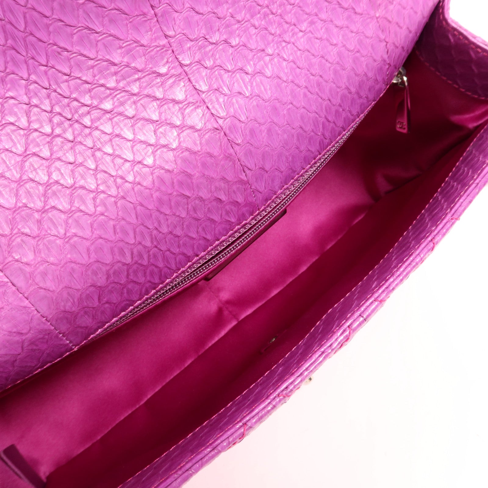 CHANEL 蛇皮皮革Shoulder Bag銀扣手挽肩背兩用袋