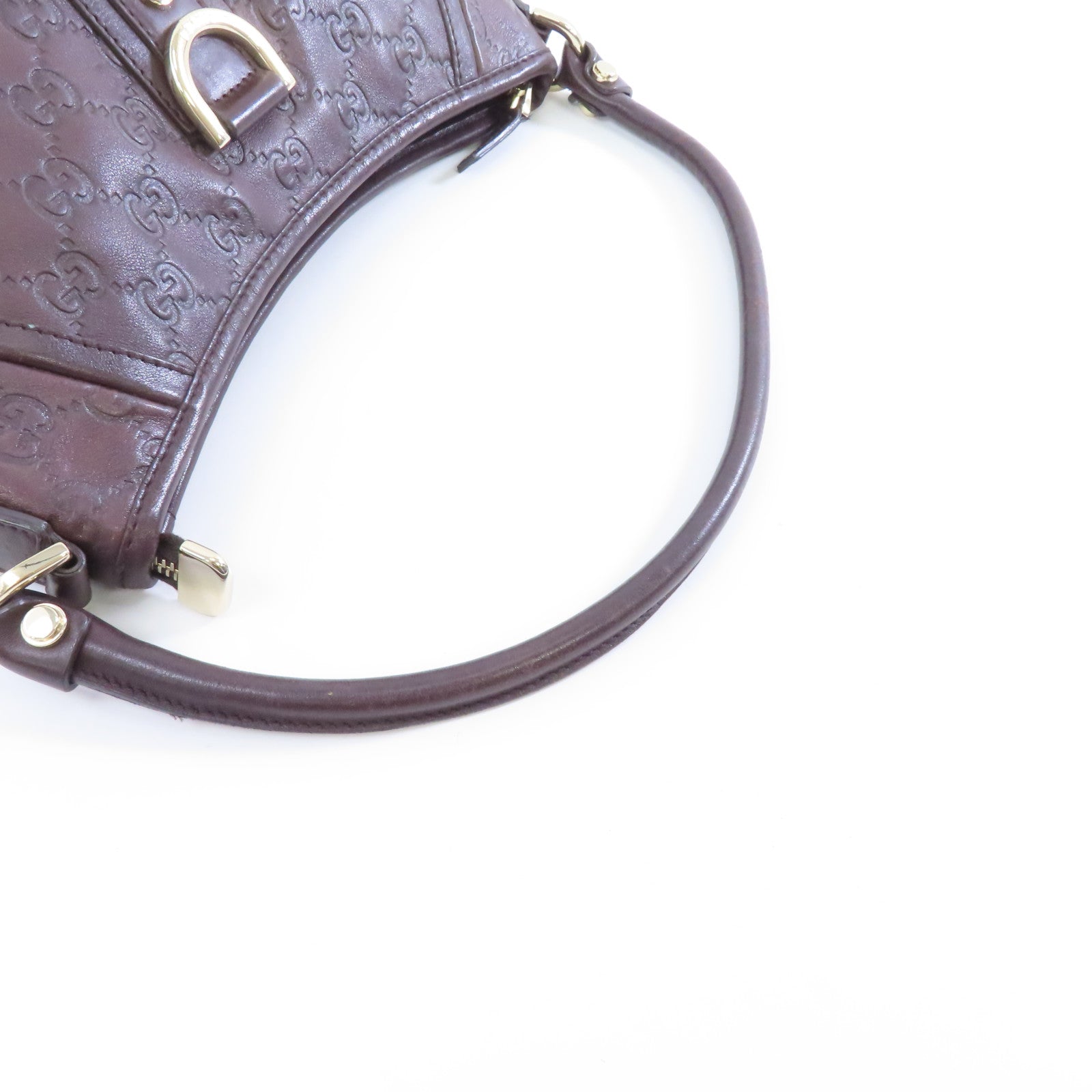 GUCCI 牛皮皮革Handbag金扣手挽袋啡色