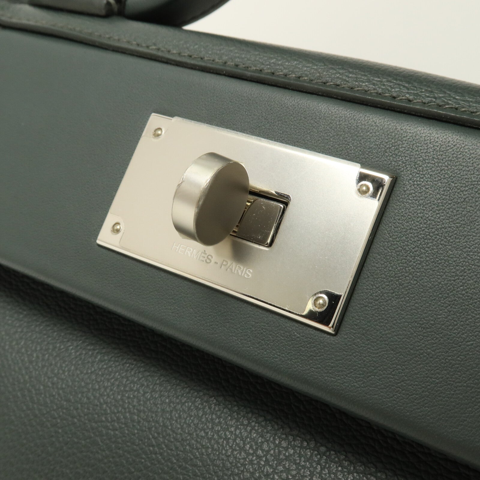 HERMES Evercolor皮革24/24 Mini手挽肩背兩用袋Vert Mangrove/Gris Pantin