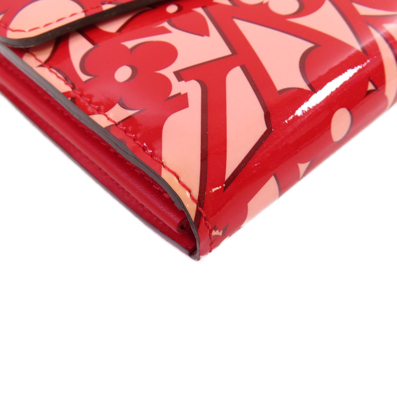 LOUIS VUITTON Vernis Sweet Monogram Portefeuille Sarah金扣長錢包紅色/粉紅色