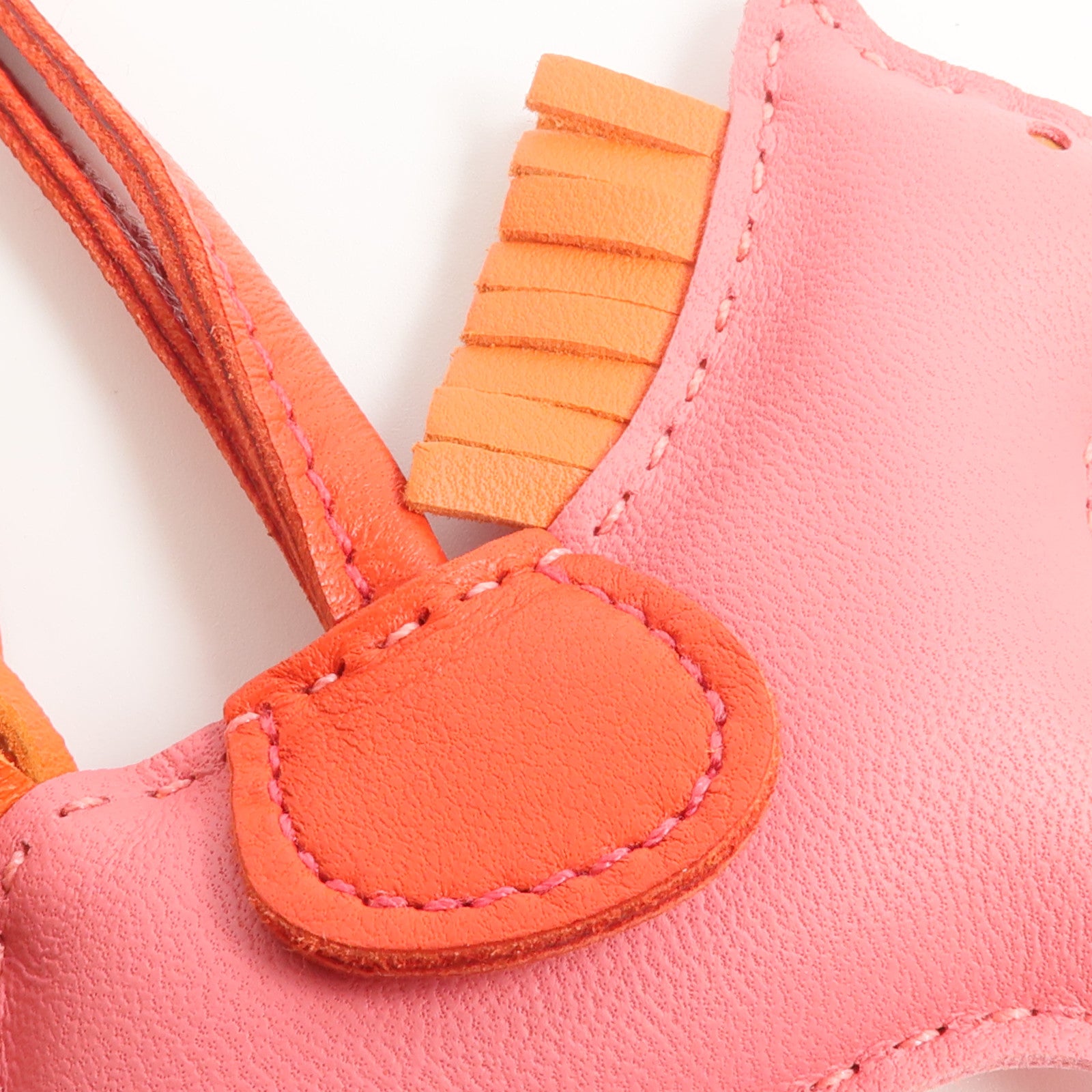 HERMES Milo羊皮皮革Rodeo PM掛飾Rouge Indien/Rose Azalee/Orange Poppy