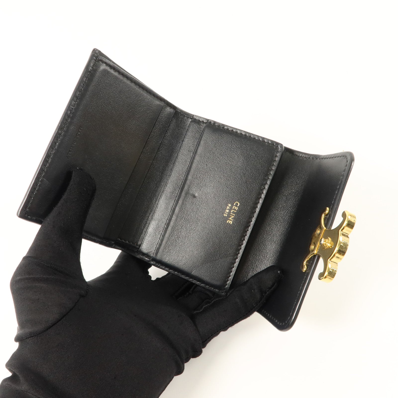 CELINE 牛皮皮革Triomphe Compact Wallet錢包