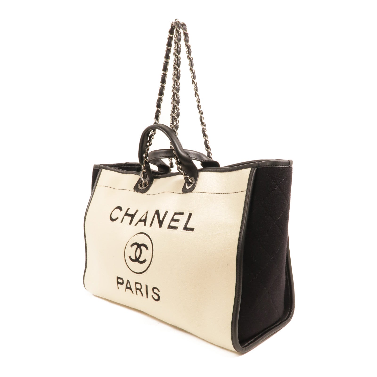 CHANEL Wool Deauville GM手挽肩背兩用袋