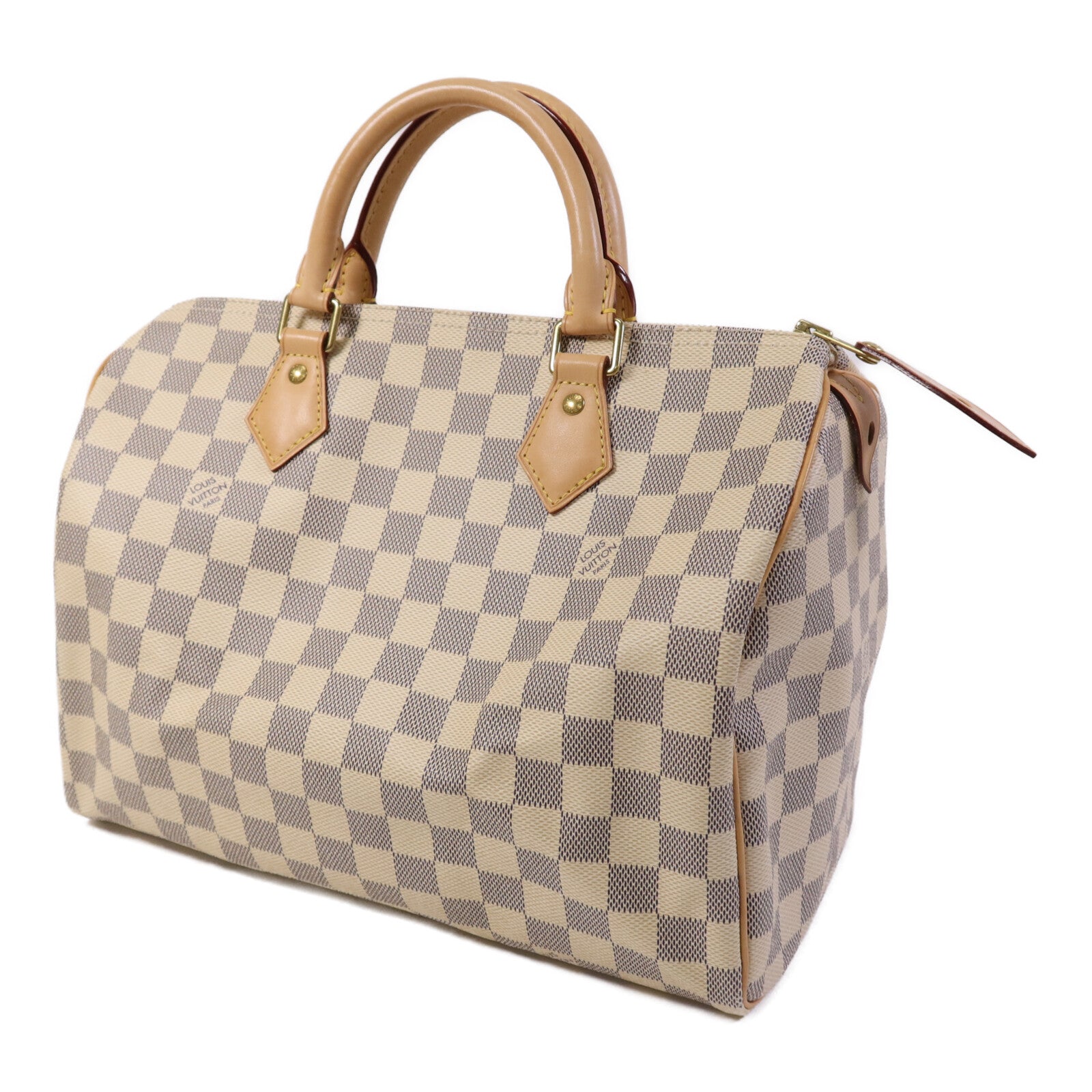 LOUIS VUITTON Damier Azur Speedy 30金扣手挽袋