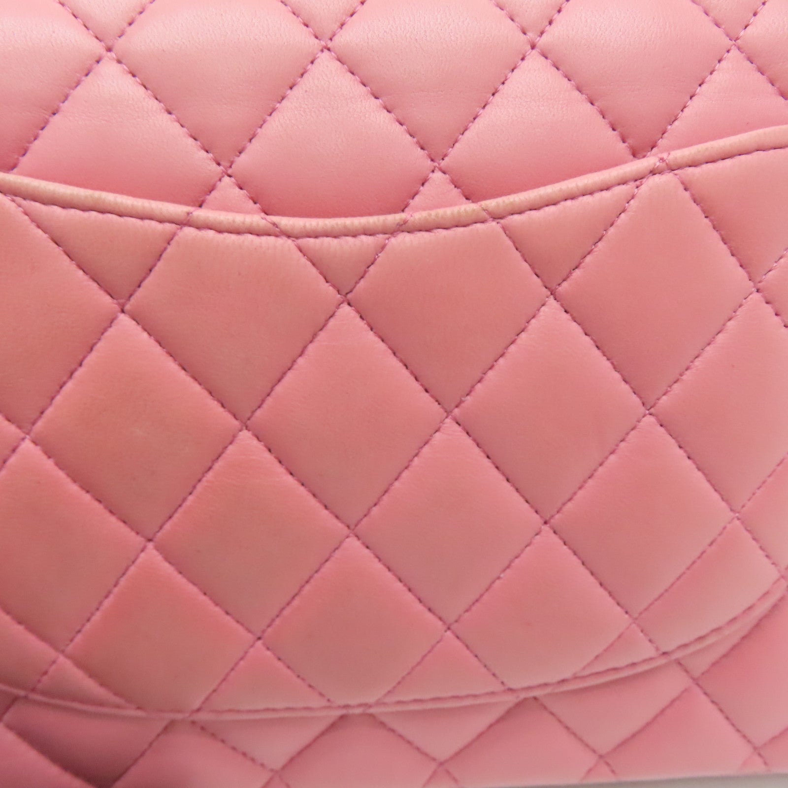 CHANEL 菱格羊皮皮革Classic 25㎝銀扣肩背袋粉紅色