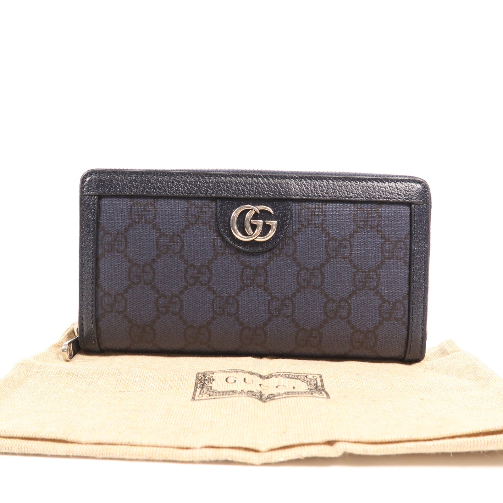 GUCCI 塗層帆布Long Wallet銀扣長錢包