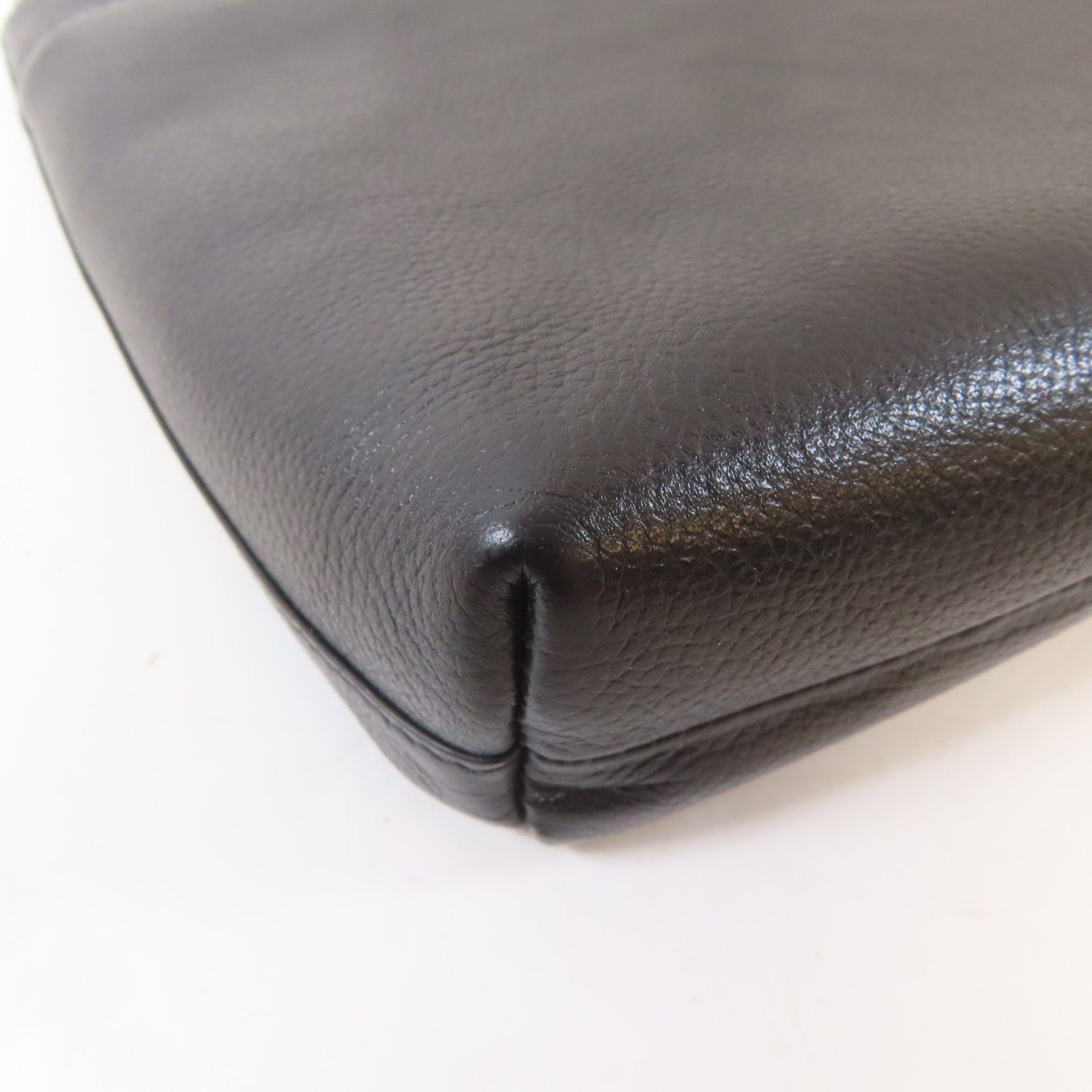 BALENCIAGA 牛皮皮革Clutch銀扣手拿包黑色