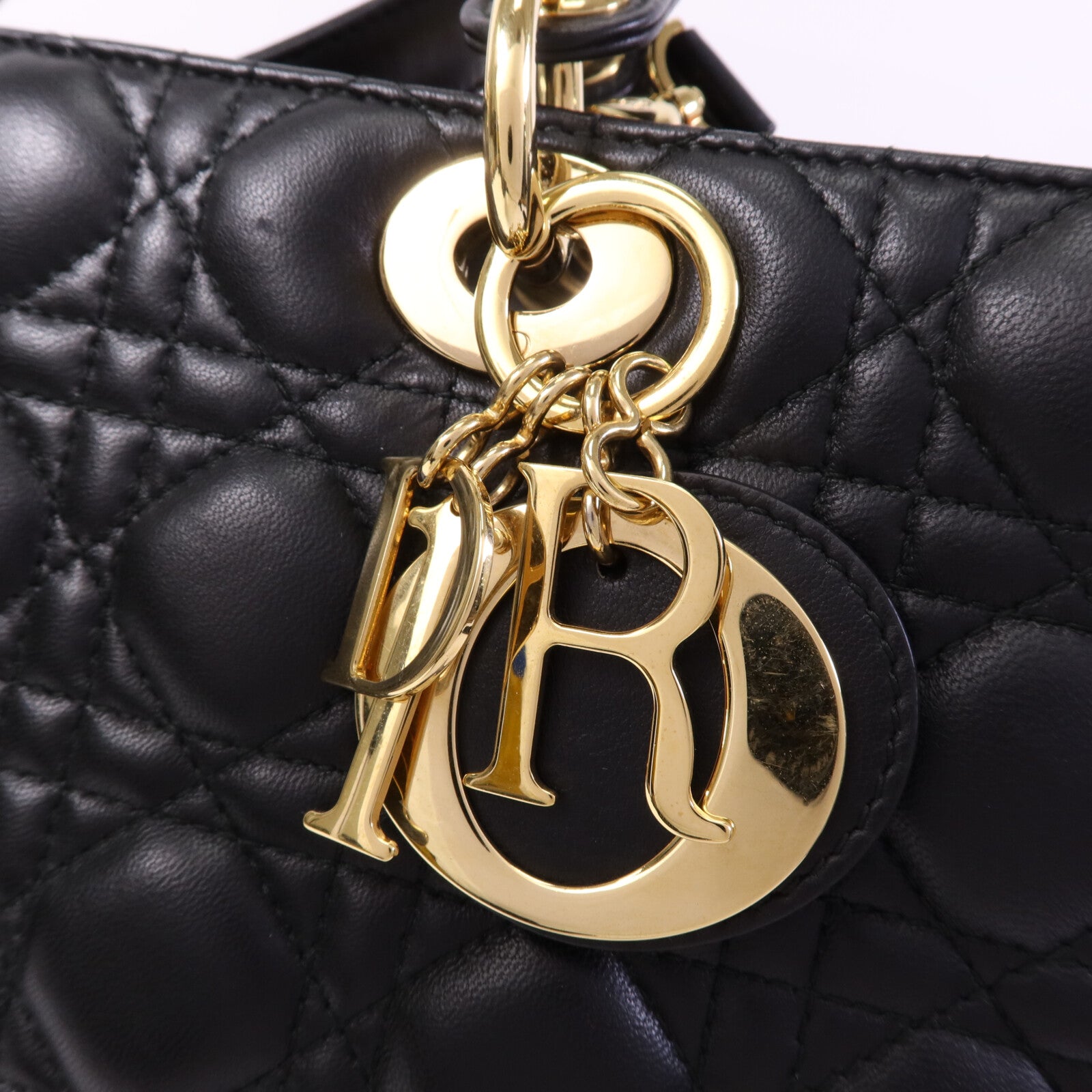 Dior 羊皮皮革Lady Dior GM金扣手挽肩背兩用袋