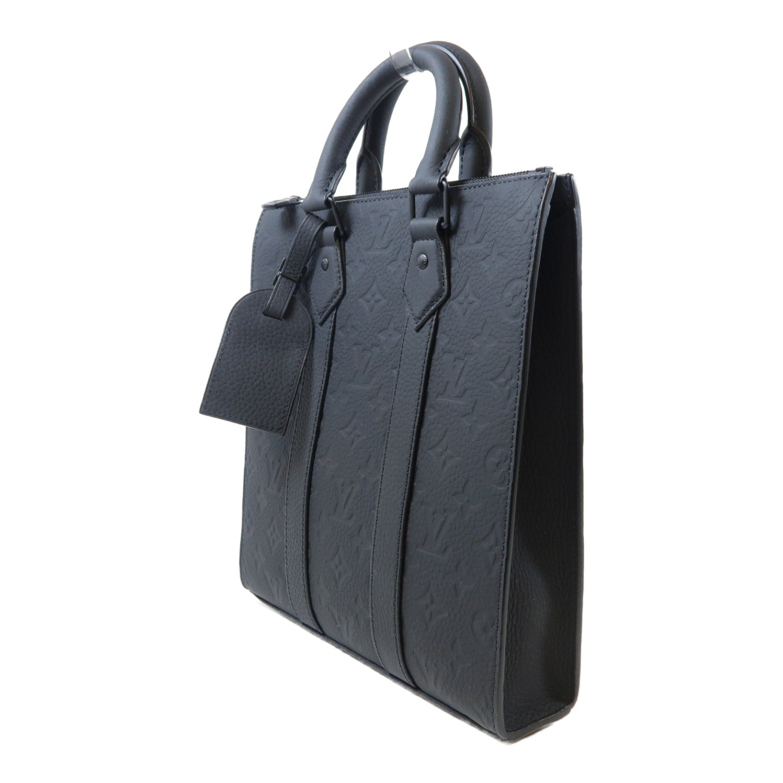 LOUIS VUITTON Taurillon Monogram Sac Plat手挽肩背兩用袋黑色