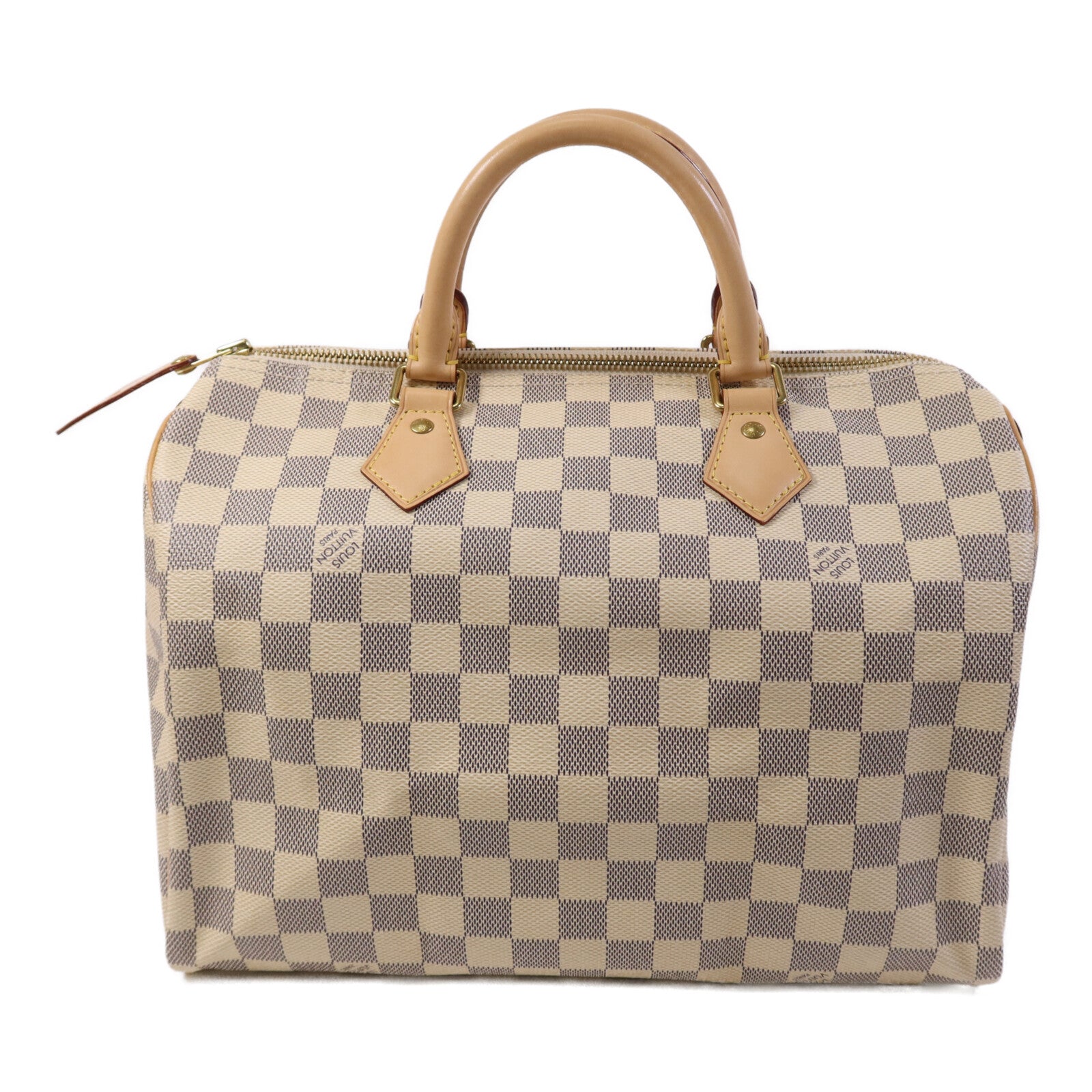 LOUIS VUITTON Damier Azur Speedy 30金扣手挽袋