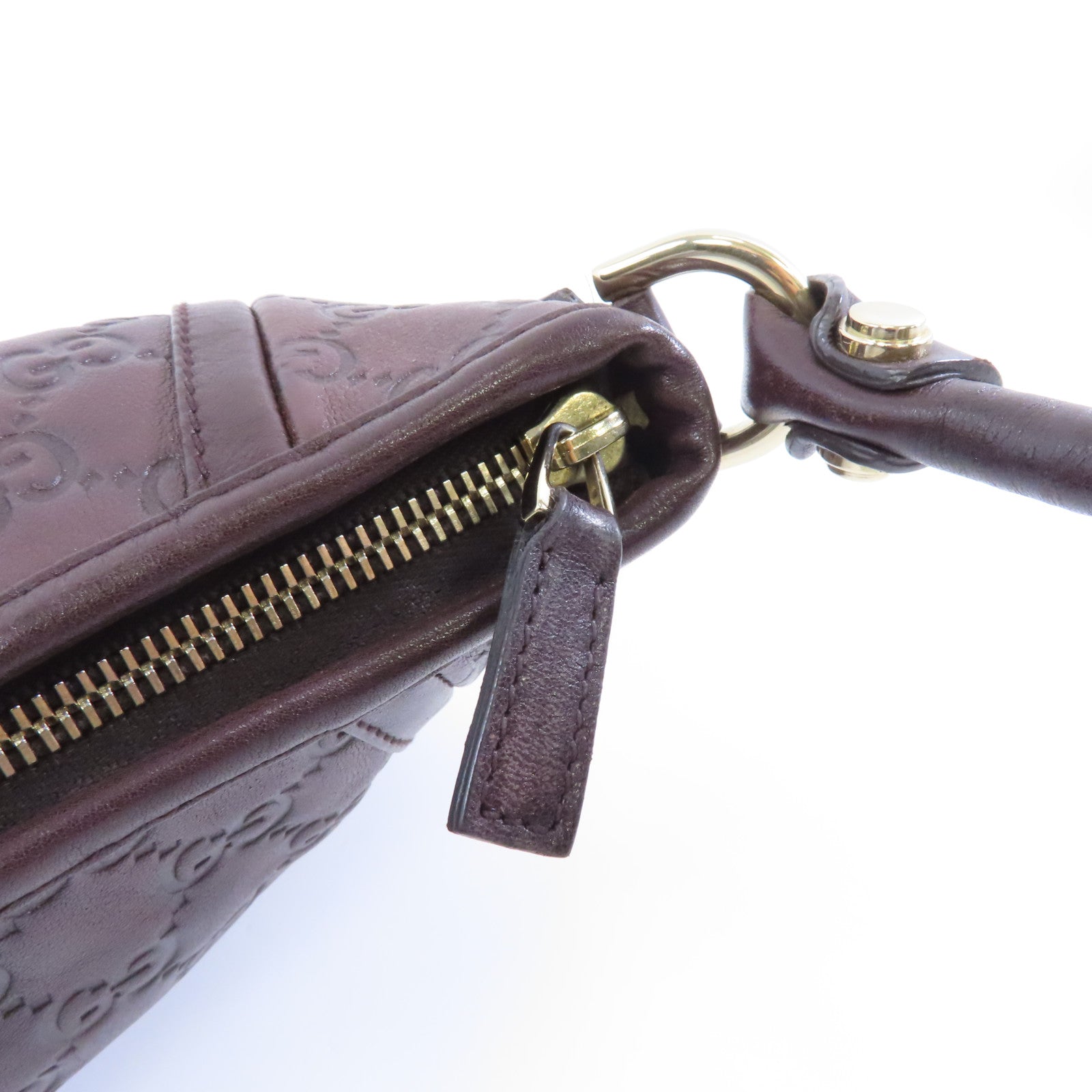 GUCCI 牛皮皮革Handbag金扣手挽袋啡色