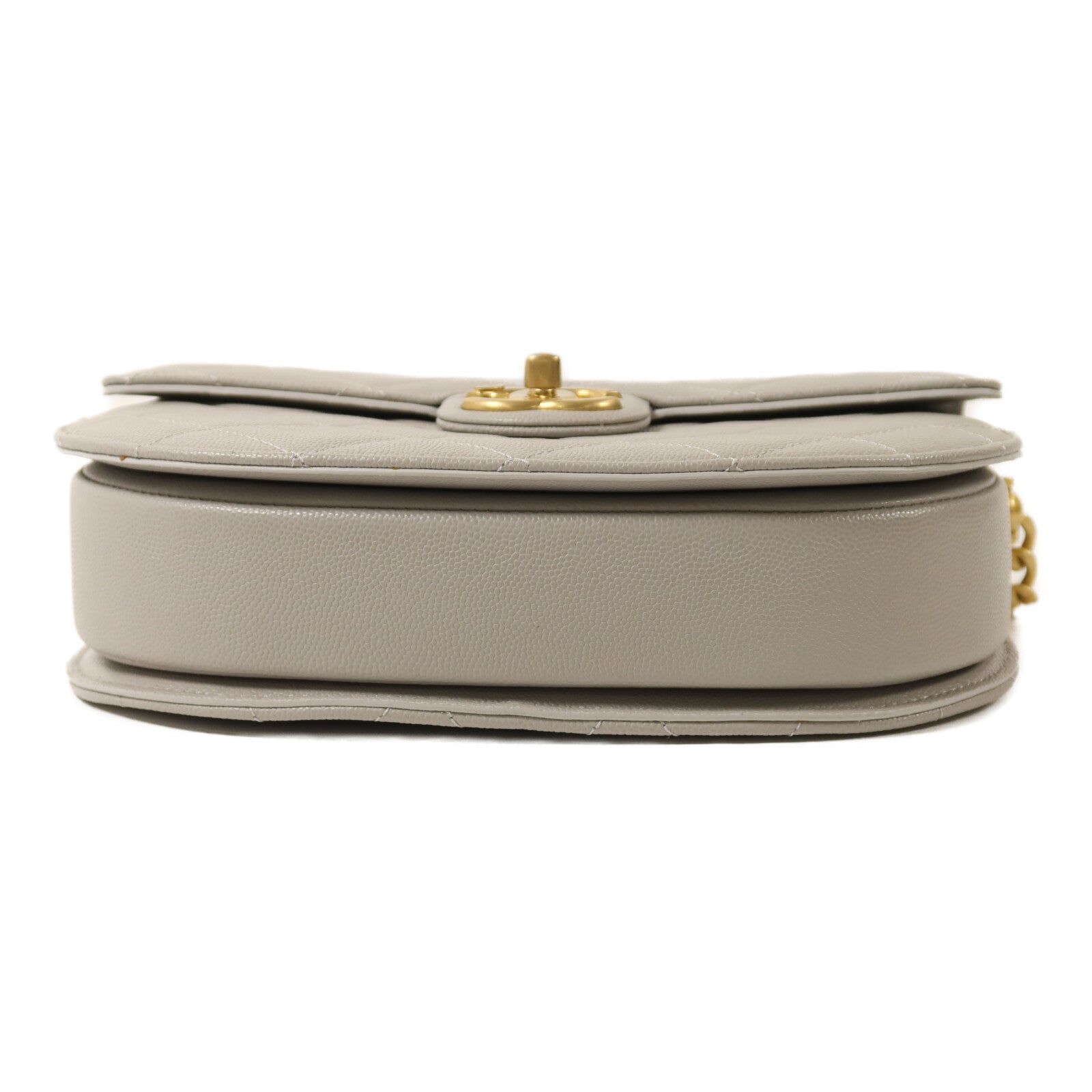 CHANEL 牛皮皮革Round Messenger Bag 21S金扣鏈帶肩背袋