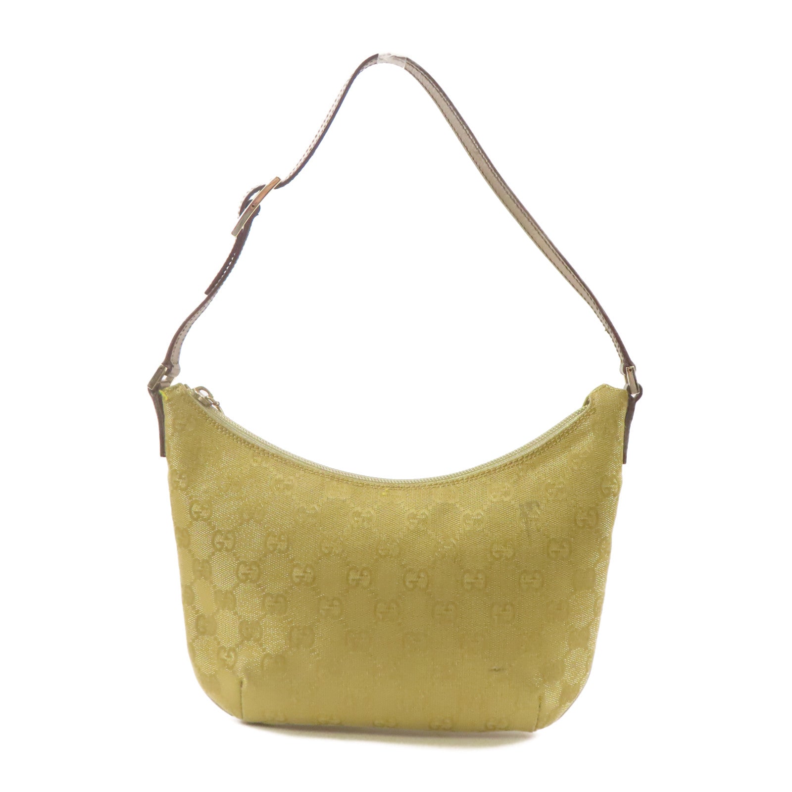 GUCCI 帆布/皮革Shoulder Bag銀扣肩背袋金色