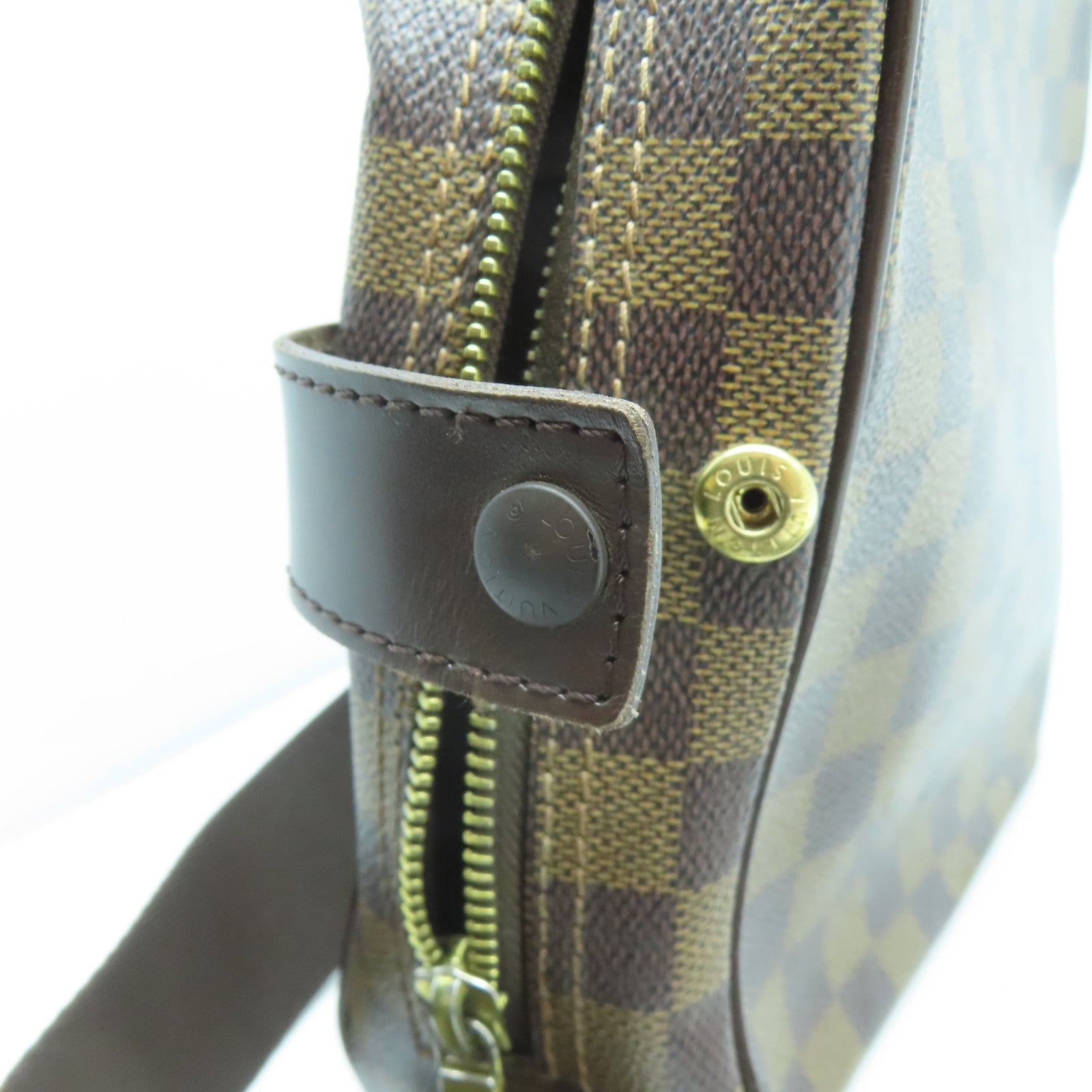 LOUIS VUITTON 【激減優惠】Damier Ebene Olav PM金扣肩背袋啡色
