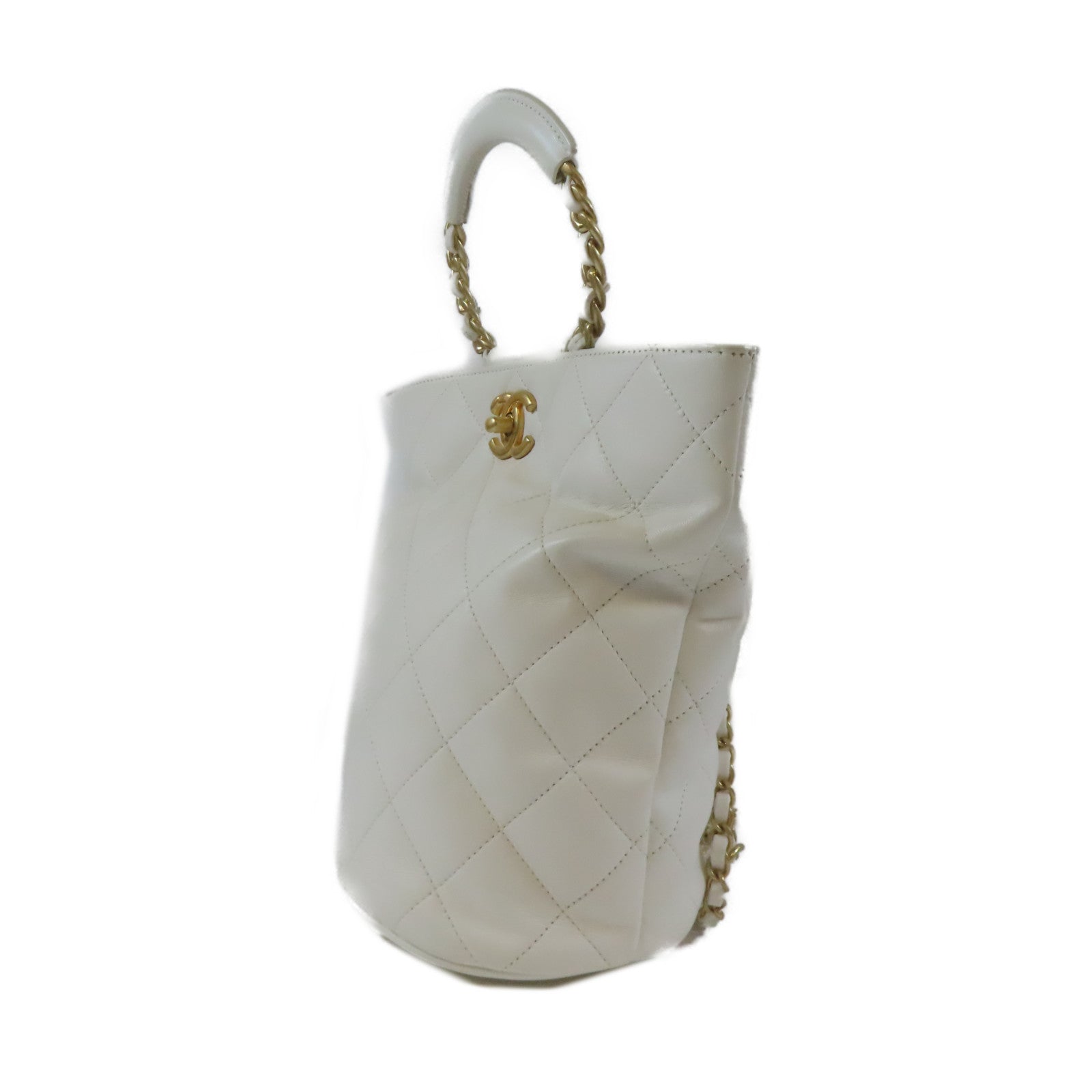 CHANEL 【激減優惠】菱格羊皮皮革In the Loop Backpack金扣背包白色