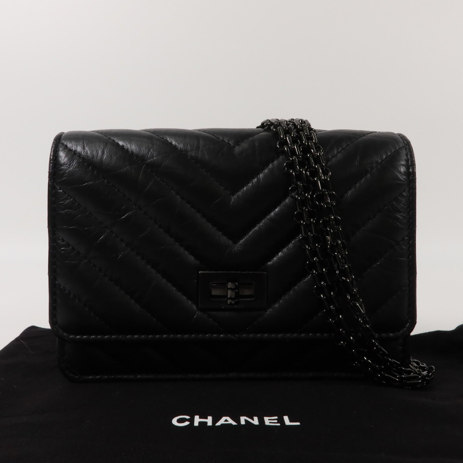 CHANEL 羊皮皮革2.55 Mini WOC鏈帶肩背袋