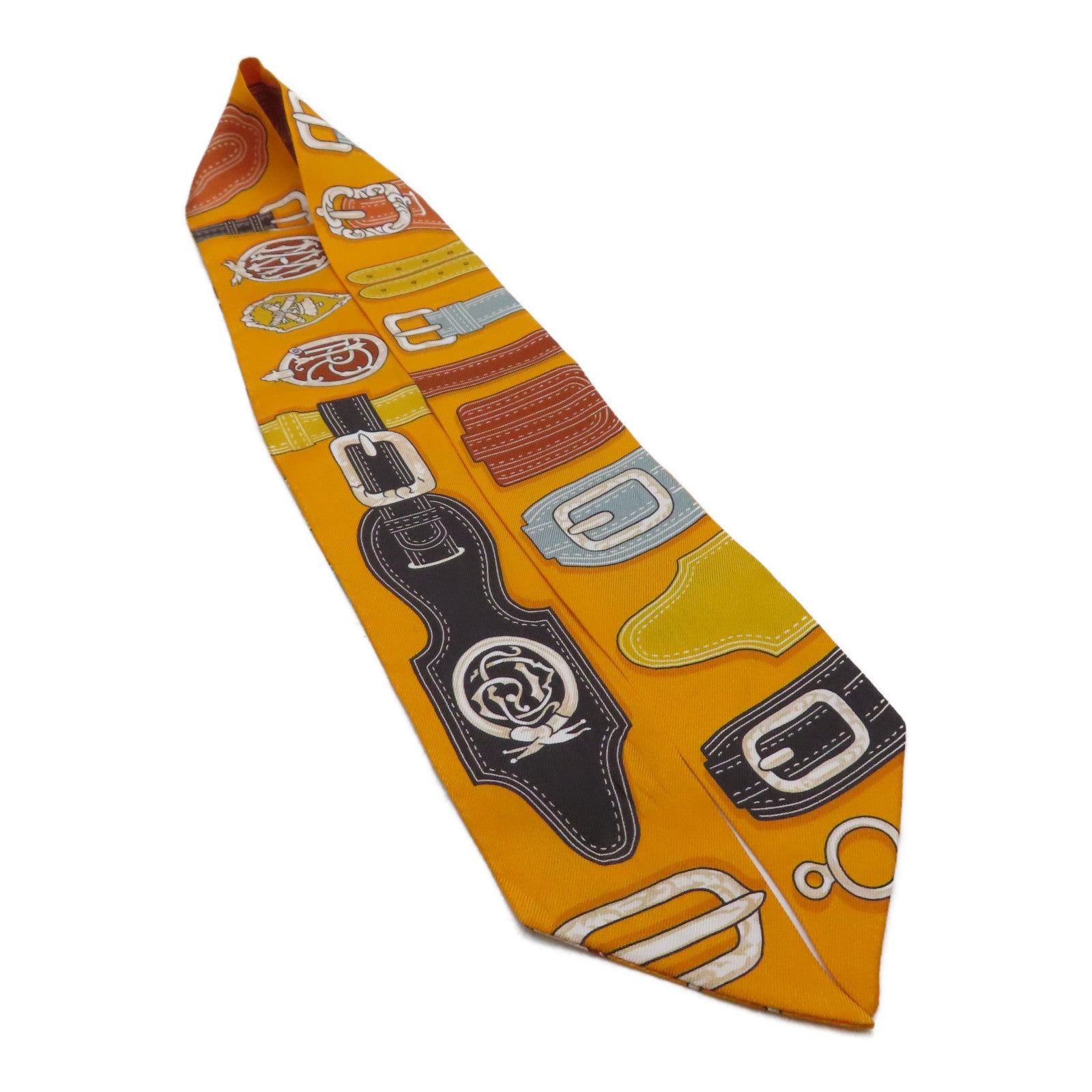 HERMES 絲質Twilly絲巾橙色