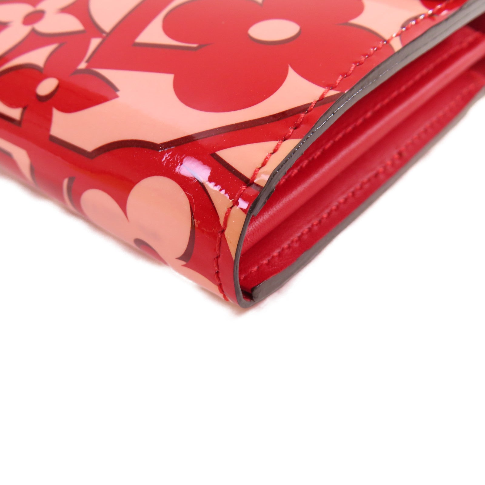 LOUIS VUITTON Vernis Sweet Monogram Portefeuille Sarah金扣長錢包紅色/粉紅色