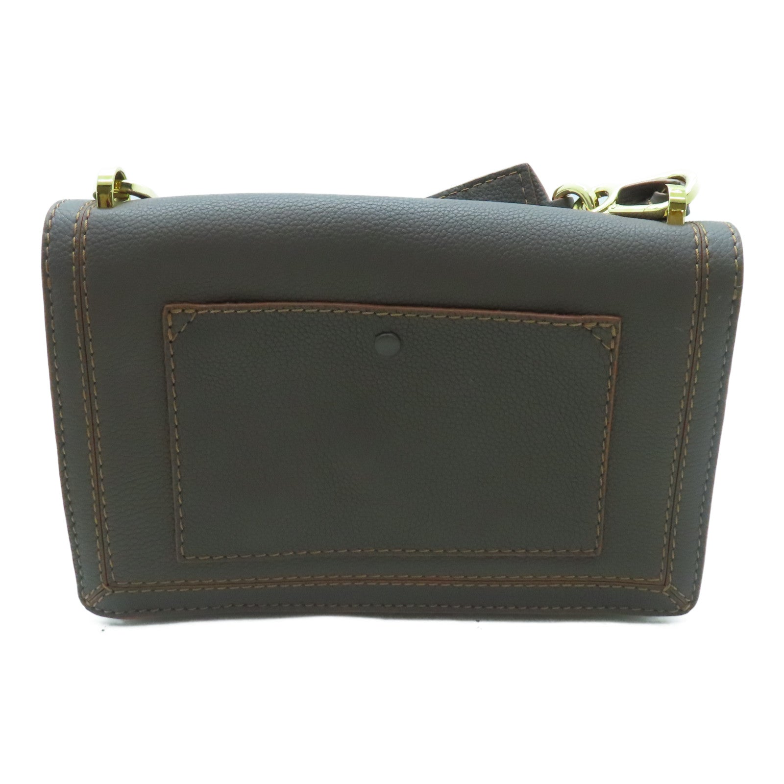 LOEWE 牛皮皮革Shoulder Bag金扣肩背袋灰色