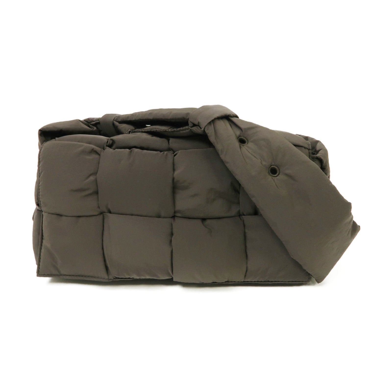 BOTTEGA VENETA 尼龍Padded Tech Cassette銀扣肩背袋灰色