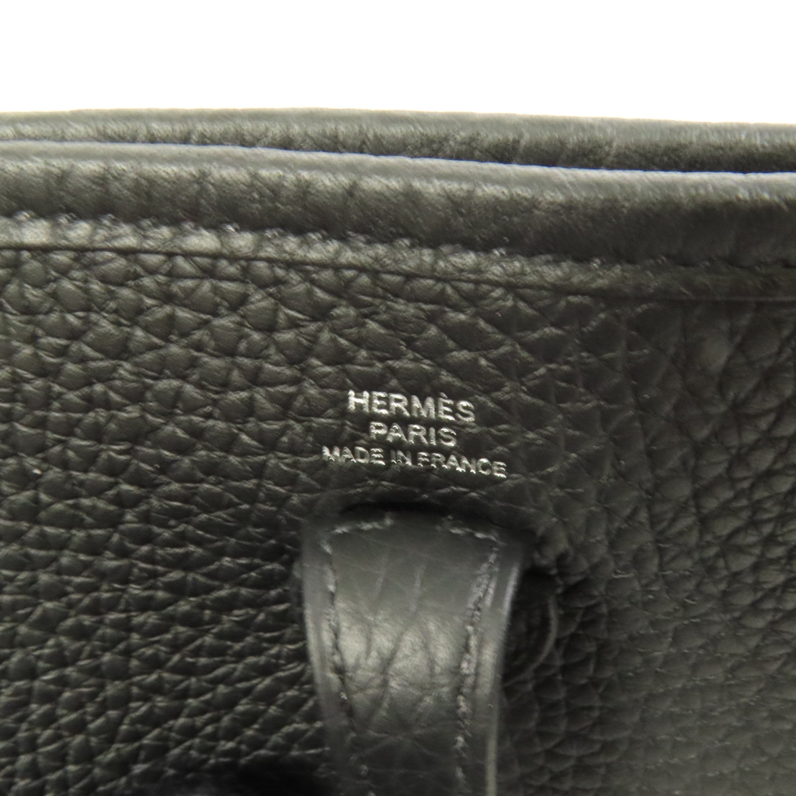 HERMES Clemence皮革Evelyne TPM銀扣肩背袋Noir