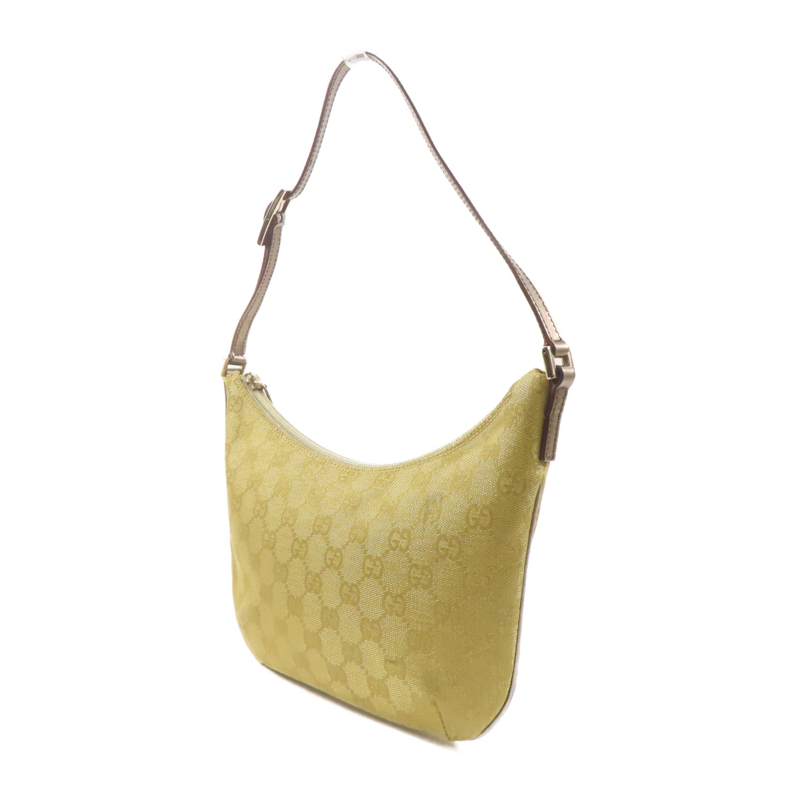 GUCCI 帆布/皮革Shoulder Bag銀扣肩背袋金色