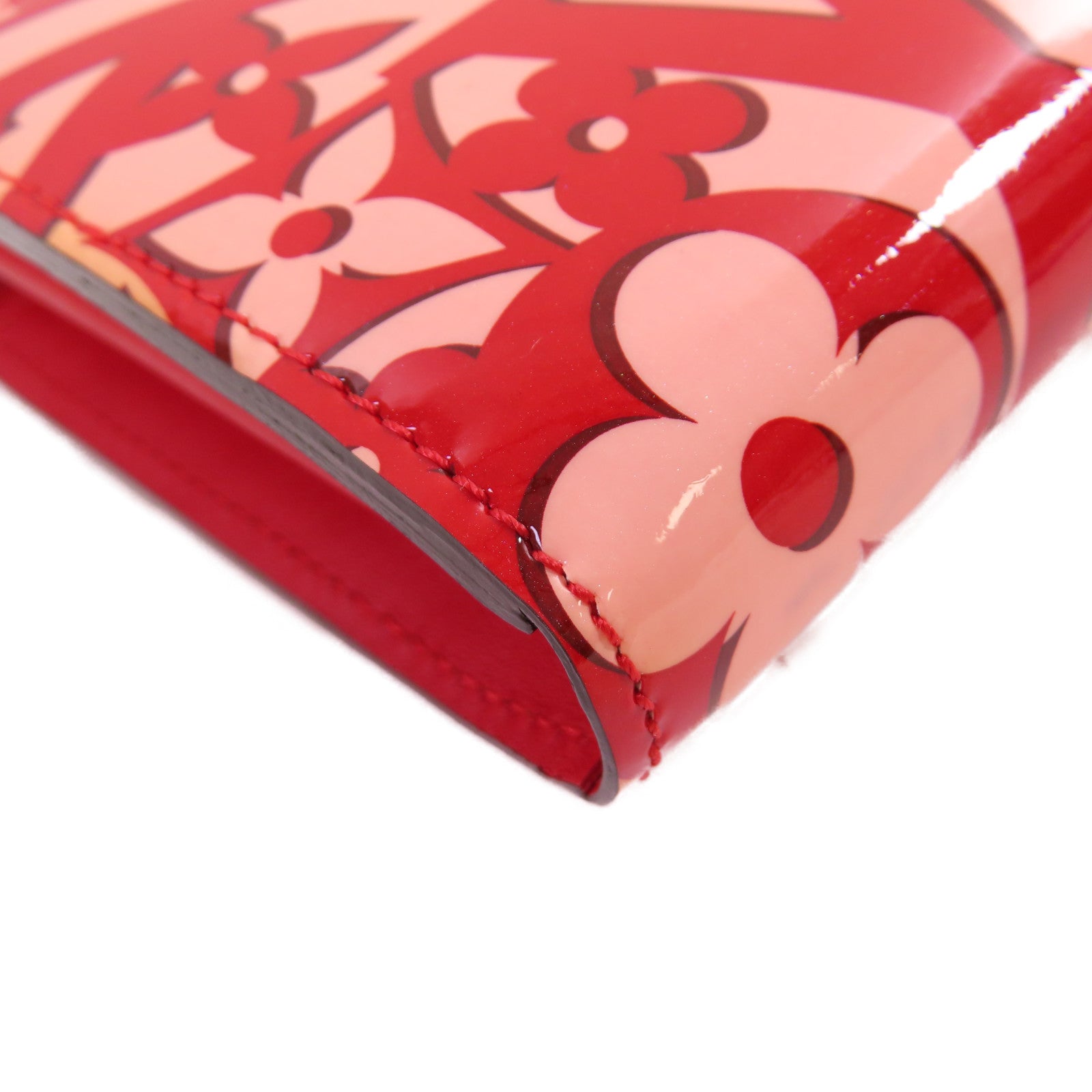 LOUIS VUITTON Vernis Sweet Monogram Portefeuille Sarah金扣長錢包紅色/粉紅色